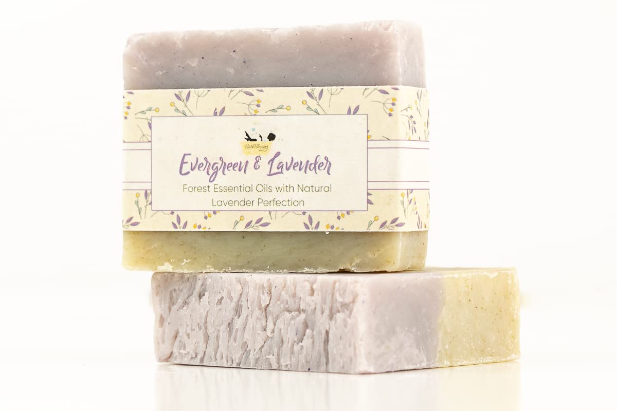 Natural Evergreen & Lavender Handmade Soap Bar - Organic, Vegan, Moisturizing for Dry Skin - Perfect for Relaxation, Spa, and Gift Giving