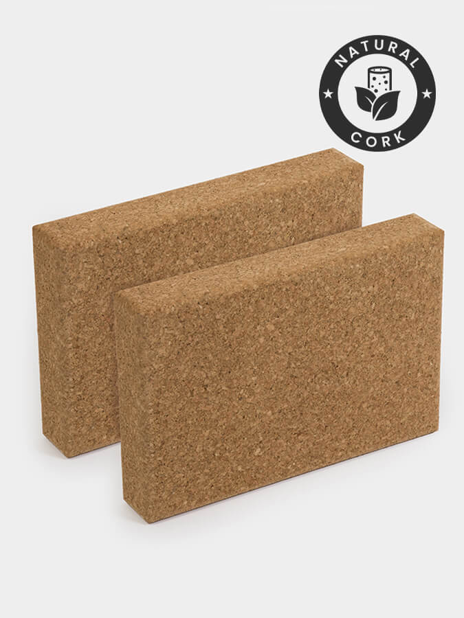 Premium Cork Yoga Blocks - Twin Pack for Stability & Support | Ideal for Yoga, Pilates & Home Workouts