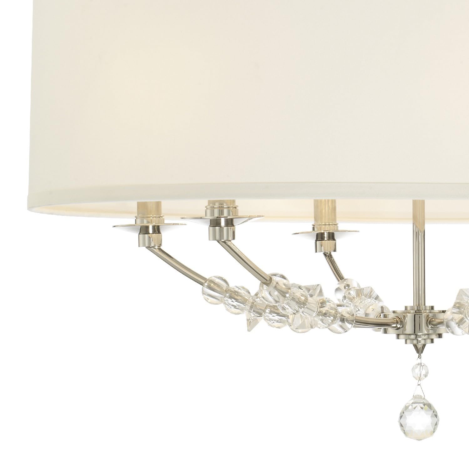 Crystorama Mirage 6-Light Polished Nickel Drum Shade Chandelier - Modern Ceiling Light Fixture for Dining Room, Living Room & Bedroom