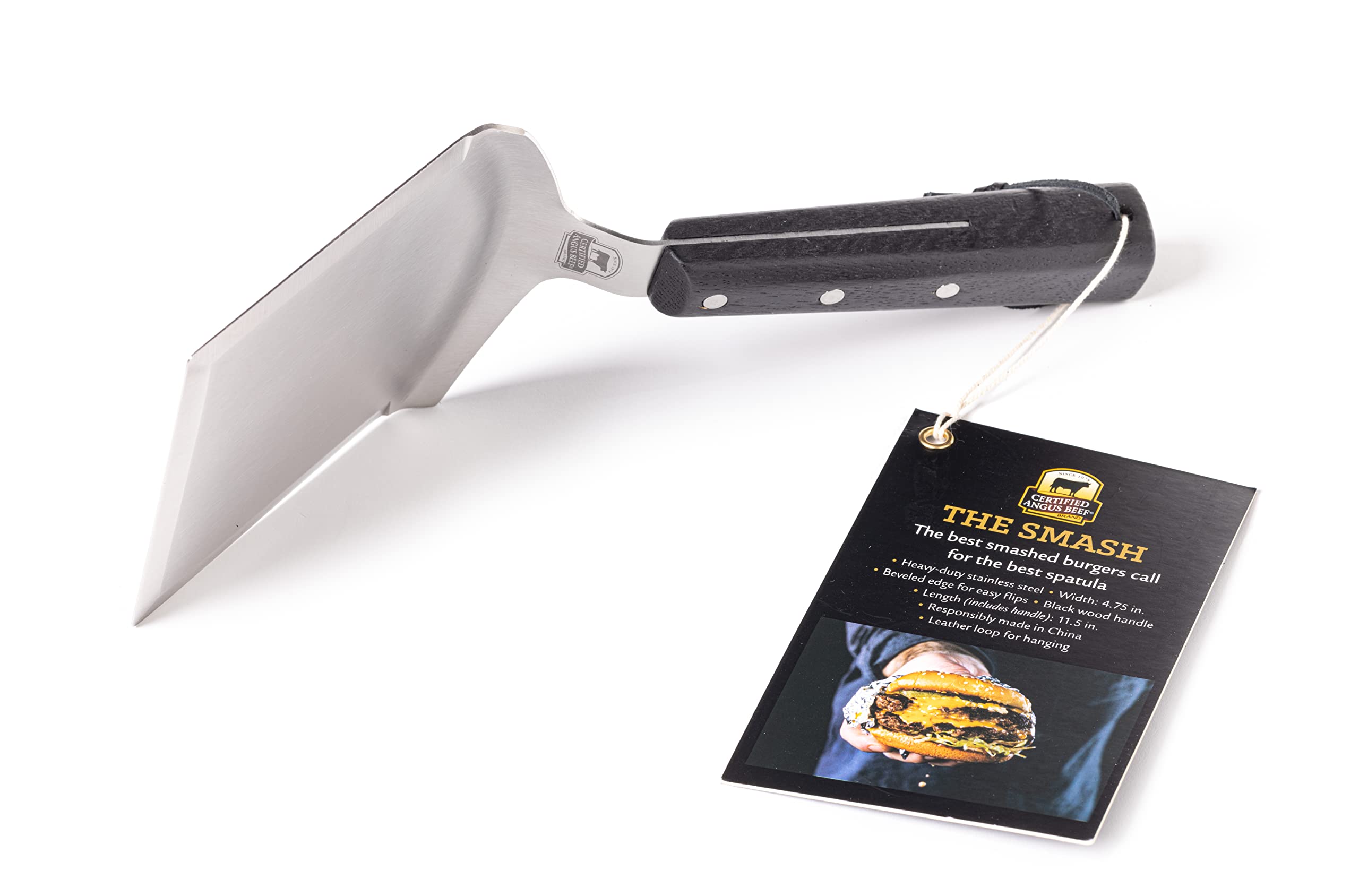 Certified Angus Beef The Smash - Heavy Duty Stainless Steel Burger Smasher Tool for Perfect Griddle & Grill Burgers - Ideal for BBQ, Backyard Cookouts & Commercial Kitchen Use