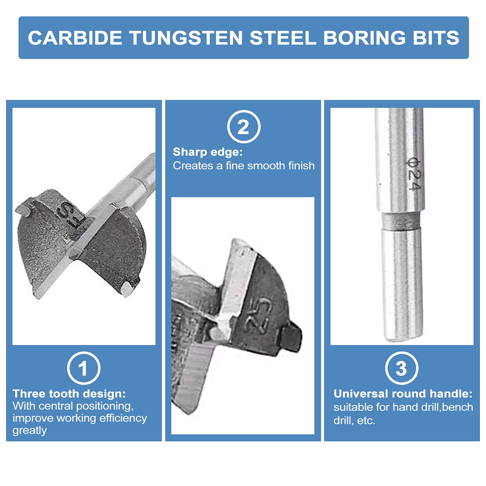 KUNTEC 17Pcs Forstner Bit Set - 15-38mm Carbon Steel Wood Drill Bits for Woodworking, Hole Saw Kit & Auger Opener - Perfect for Cabinetry, Furniture Making & DIY Wood Projects