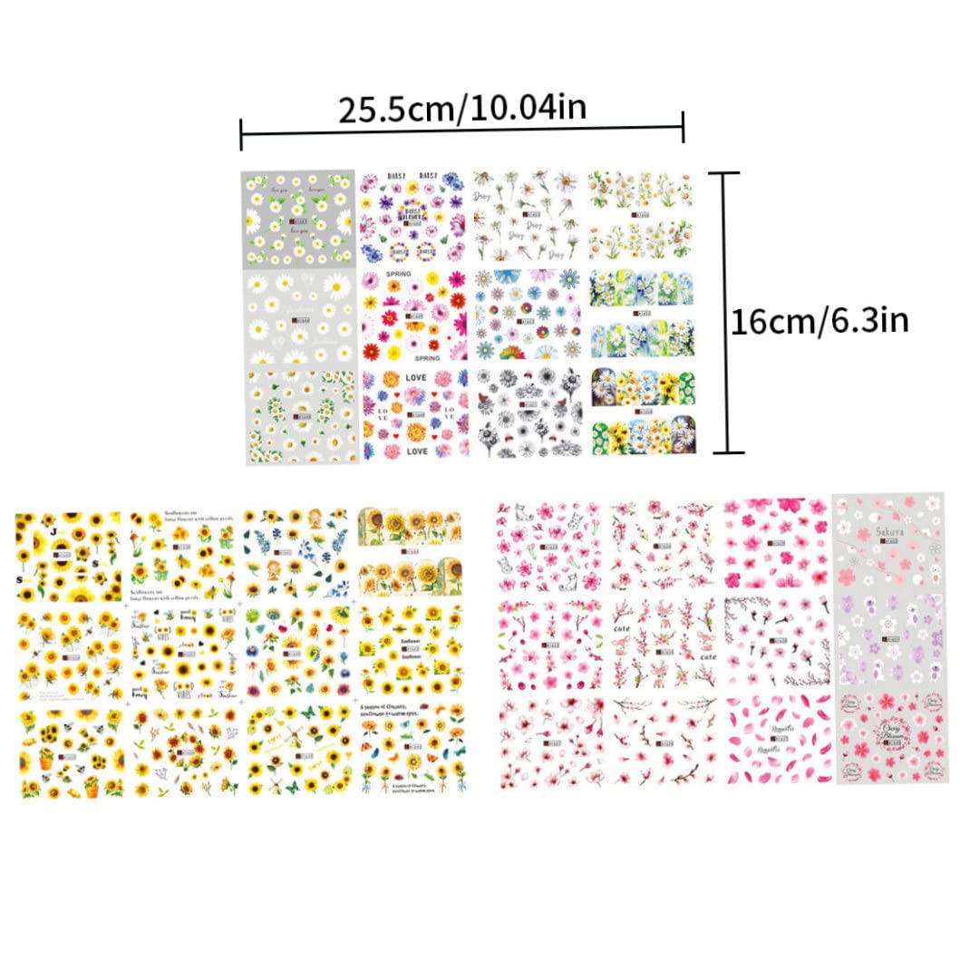 Floral Nail Art Stickers - Sunflower & Spring Flower Design Nail Tattoo Decals for Manicure | DIY Nail Supplies for Women | Perfect for Parties, Weddings & Everyday Wear