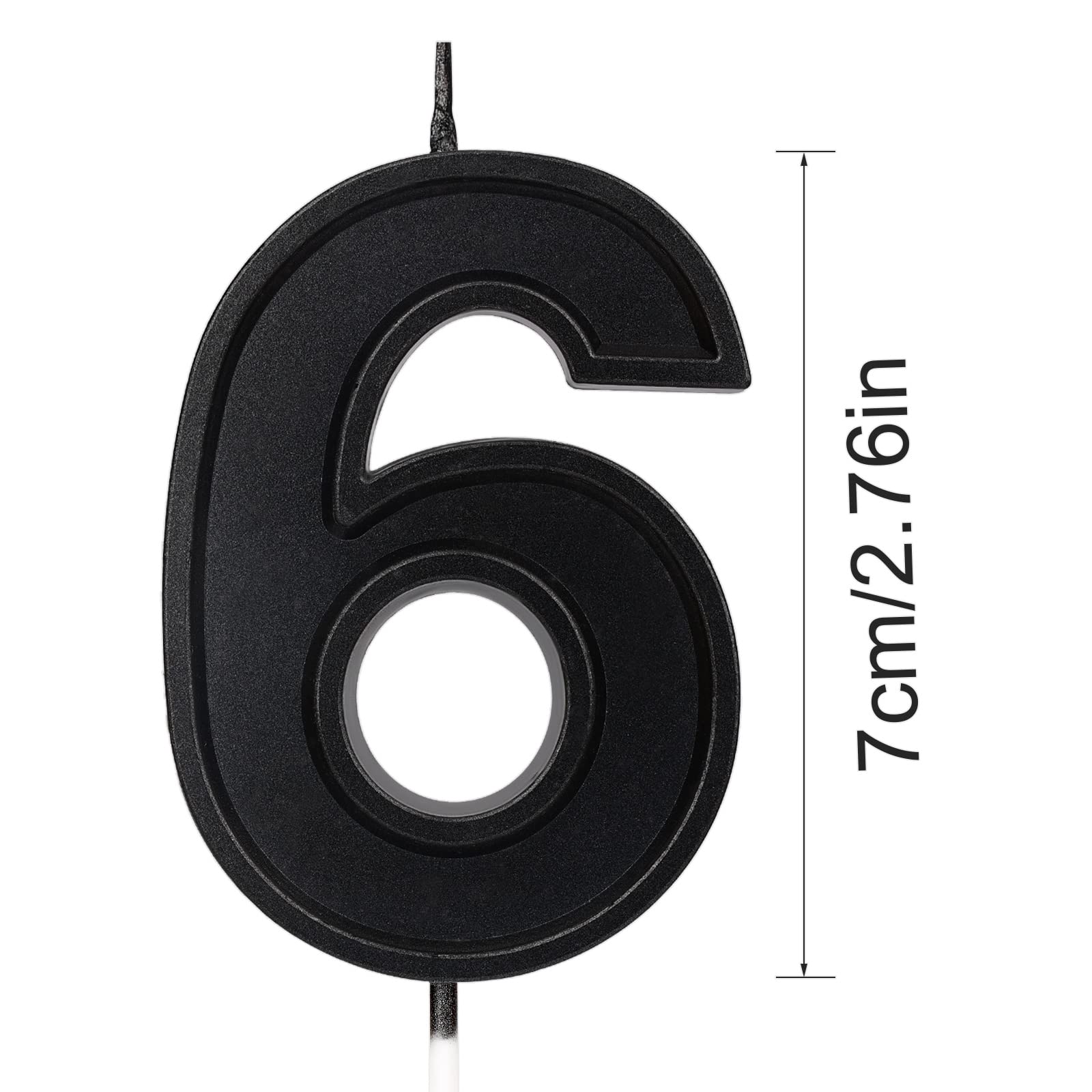 Diamond Shape 3D Numbered Birthday Candles (7cm) - Black Set of 6 for Wedding, Birthday, Graduation & Party Cake Decorations | Perfect for Anniversary Celebrations, Baby Showers & Special Events