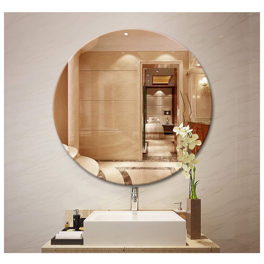 Round Wall Mirror for Bathroom & Bedroom - HD Frameless Vanity Makeup Mirror - Perfect for Living Room, Hallway & Home Decor
