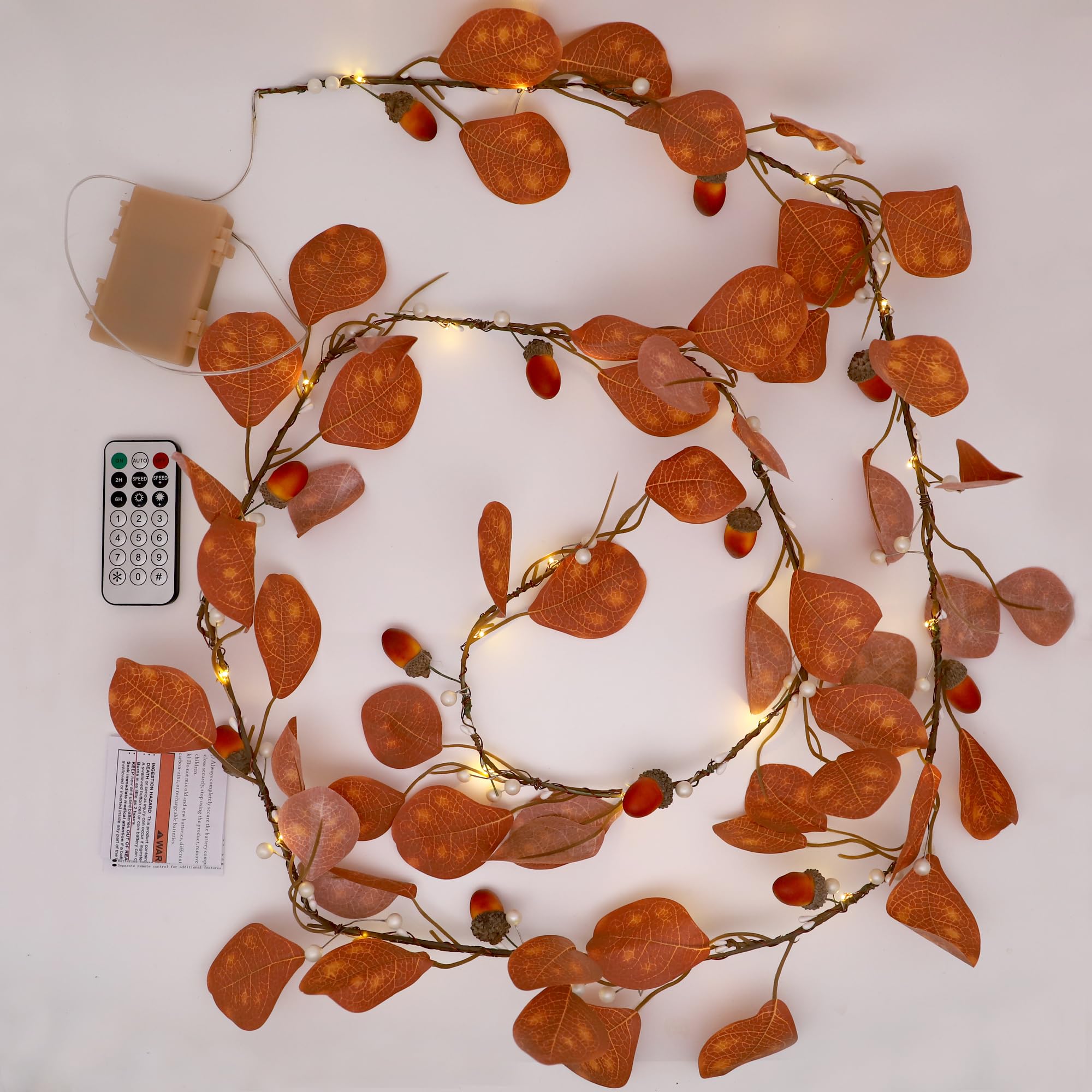 Fall Fairy Lights - Battery Operated String Lights for Thanksgiving & Indoor Decor (Acorn Garland) - Perfect for Home & Party Decorations