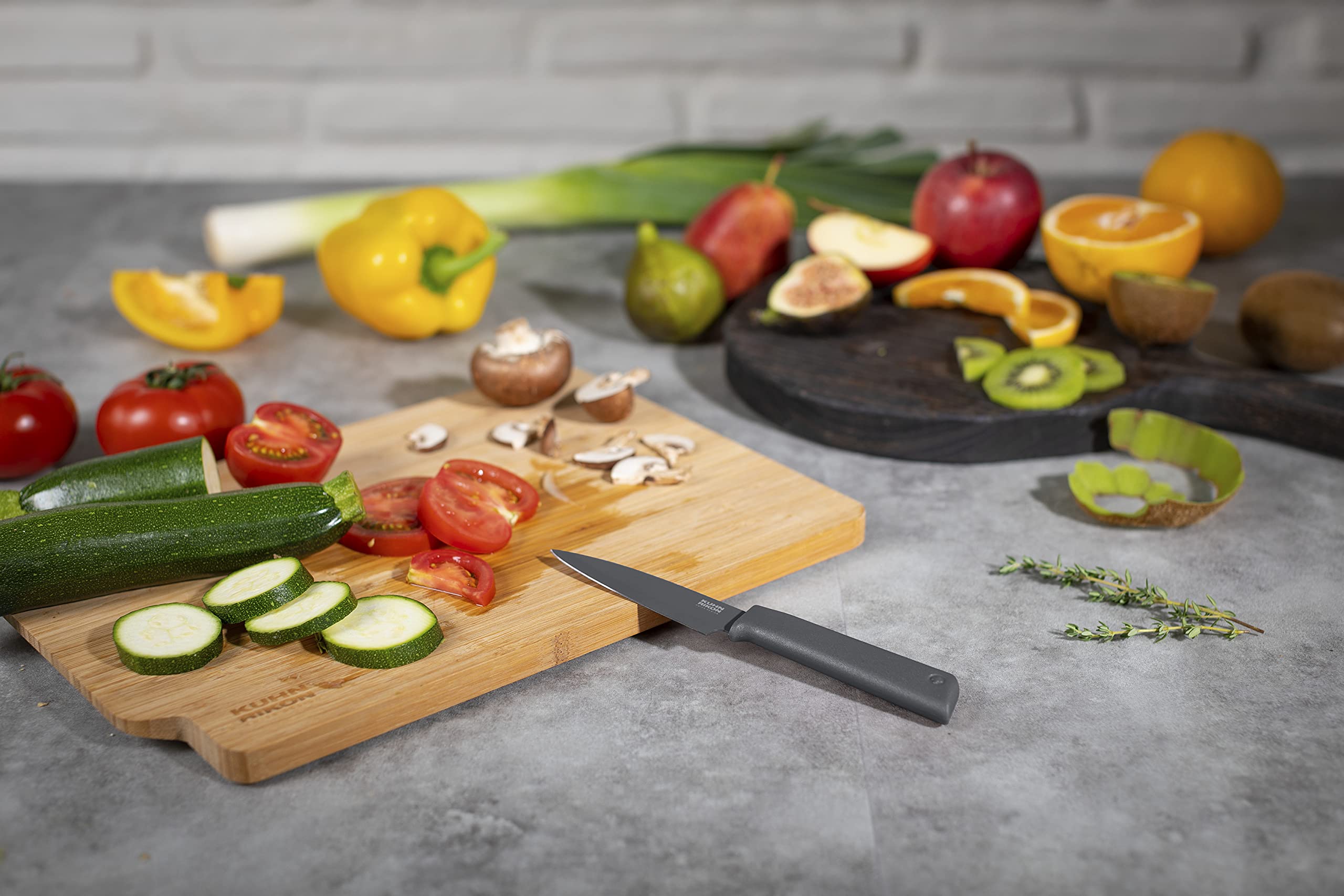 **Kuhn Rikon Colori+ Essential 3-Piece Kitchen Knife Set – Chef Knife, Utility Knife, Paring Knife – Ultra Sharp Stainless Steel Blades – 3-Year Warranty – Perfect for Chopping, Slicing, and Dicing Vegetables, Fruits, and Meats**