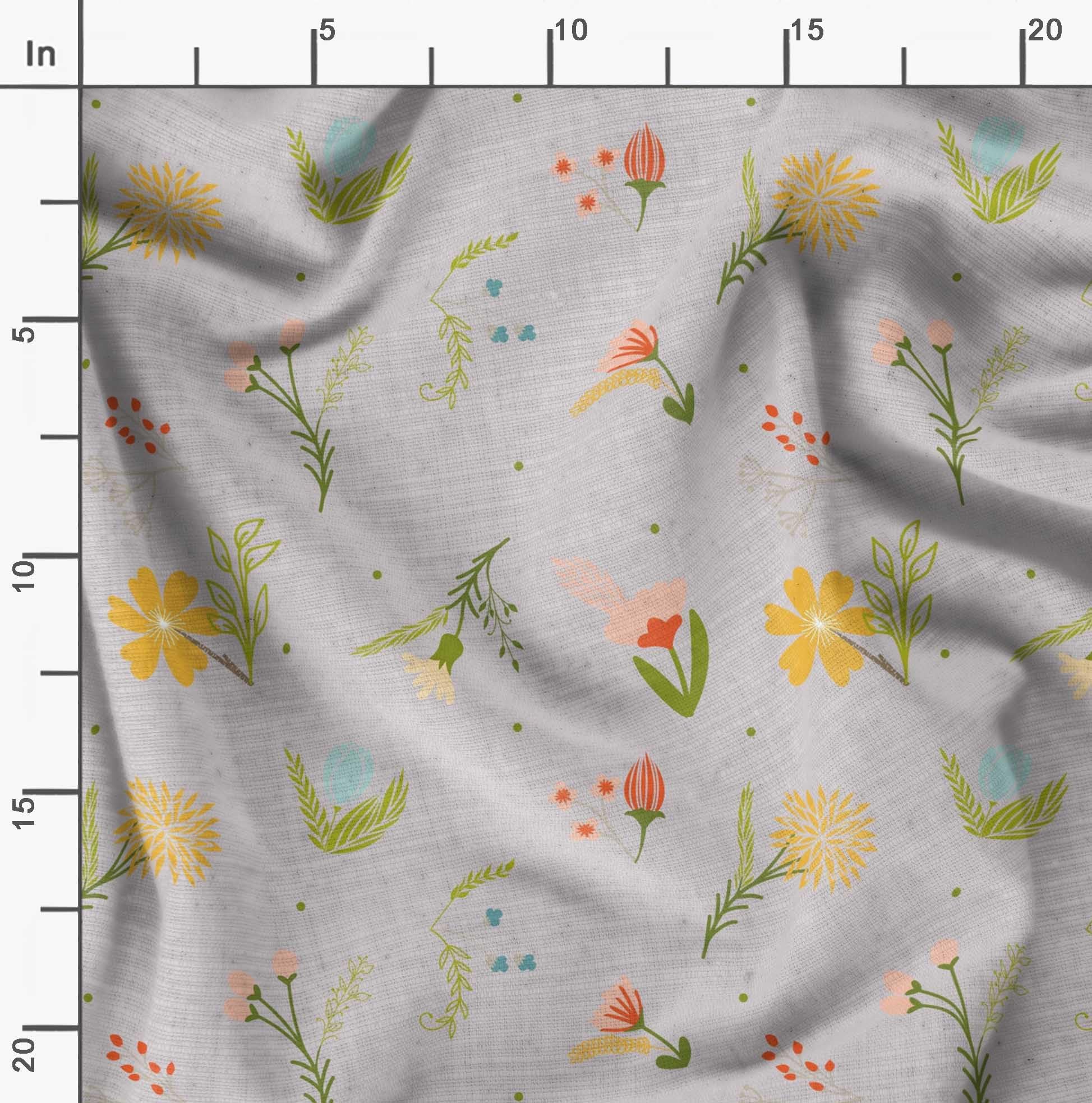 Soimoi Moss Georgette Gray Fabric by The Yard - 42 Inch Wide Printed Fabric with Artistic Leaf & Floral Design for DIY Fashion, Home Decor, and Craft Projects - Elegant Draping Material for Dresses, Curtains, and Scarf Making