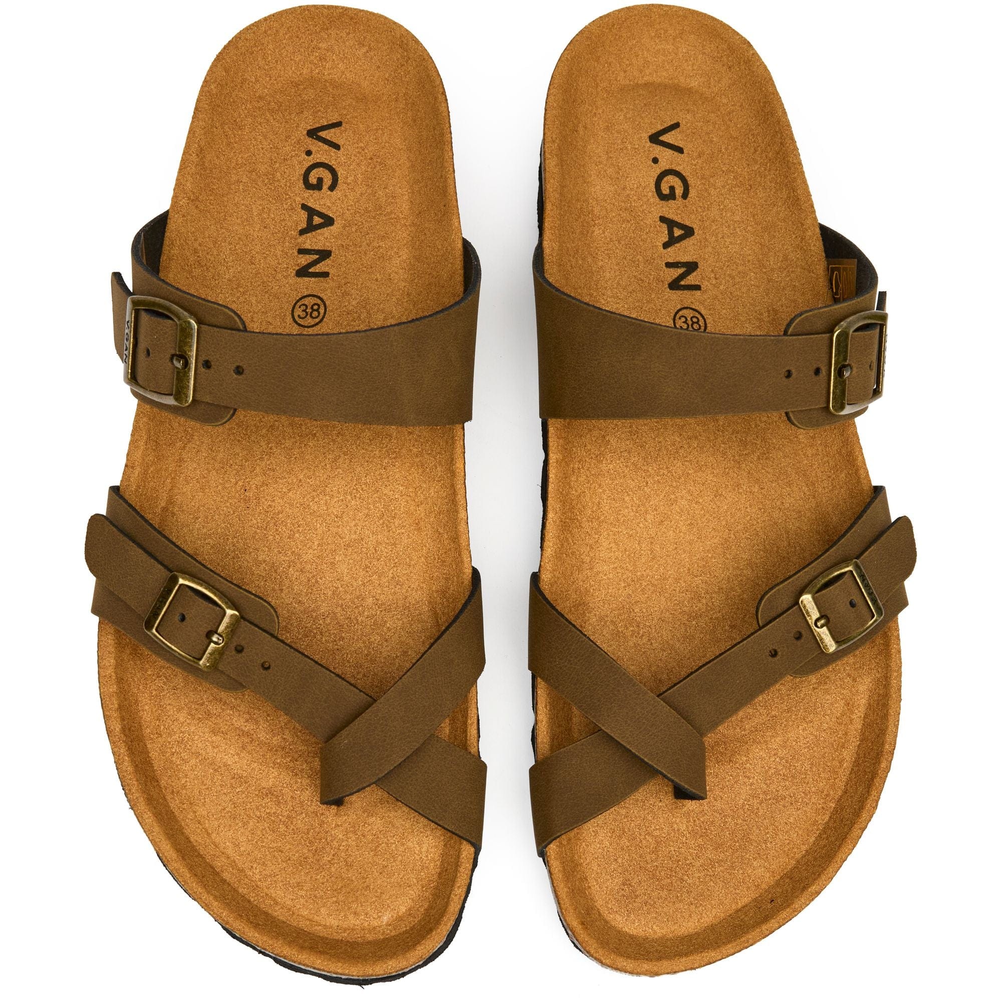 Women's Comfort Vegan Leather Sandals with Garlic Footbed - Brown | Casual Walking, Beach, and Summer Outfit Essential