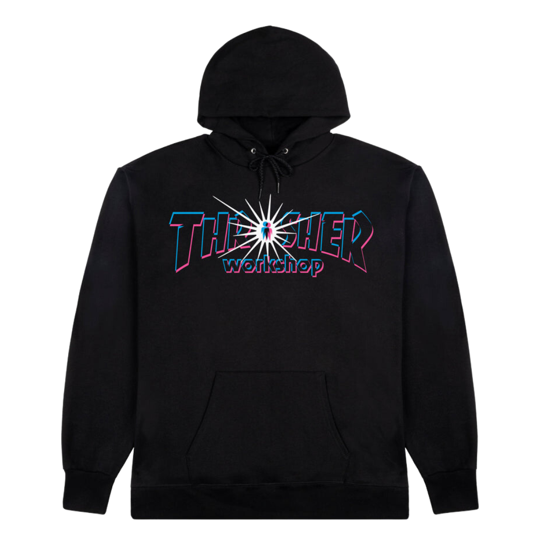 Thrasher x AWS Nova Hoodie for Men & Women - Black Skate Hooded Sweatshirt - Streetwear Fashion for Skaters & Urban Lifestyle