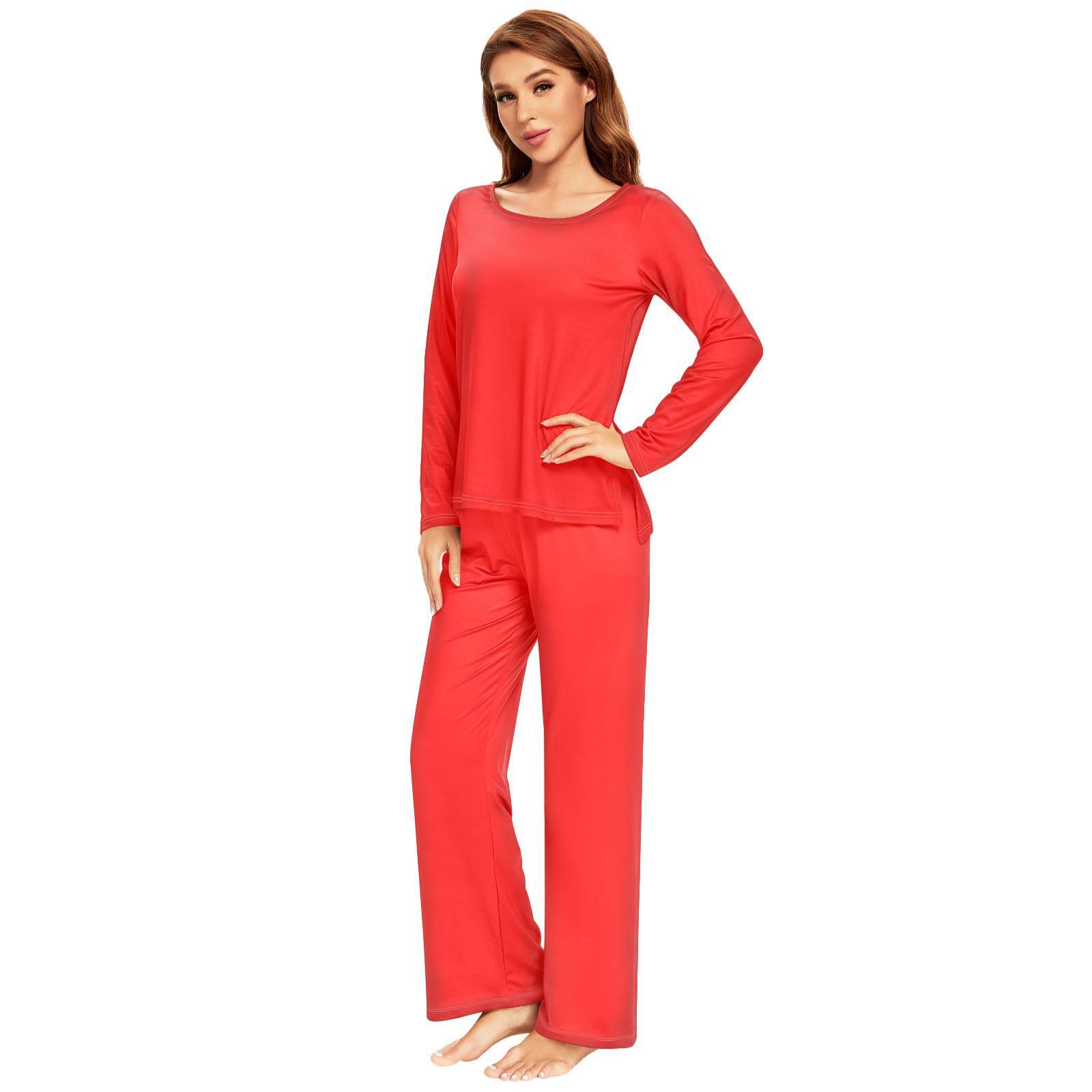 Blue Women's Pajama Set - Soft Long Sleeve Sleepwear Top & Pants Lounge Outfit 20804 | Cozy Nightwear for Relaxing at Home, Sleepovers & Winter Comfort