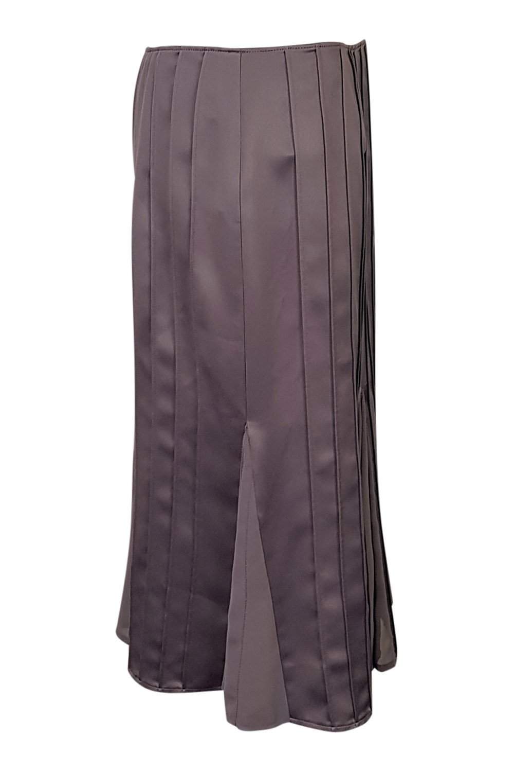 AMANDA WAKELEY Grey Pleated Satin Knee Length Skirt for Women - Size M - Elegant Office Wear & Evening Party Dress