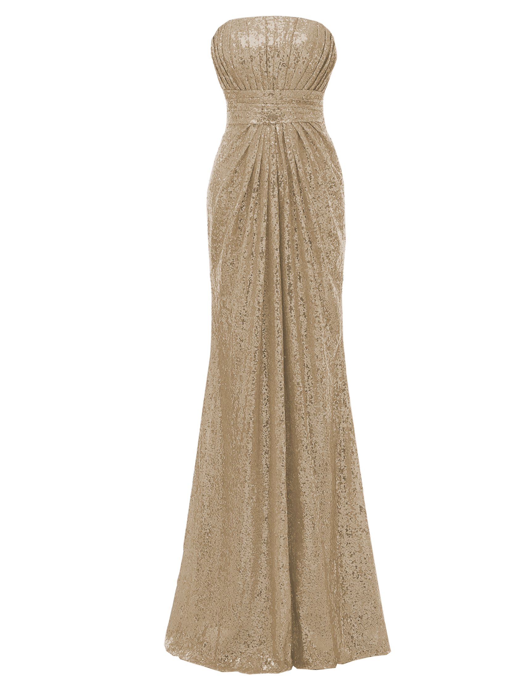 SOLOVEDRESS Women's Elegant Sequin Strapless Long Bridesmaid Dresses for Wedding, Party, Prom | Formal Evening Gown with Beaded Details | Perfect for Bridesmaids, Homecoming, Black Tie Events