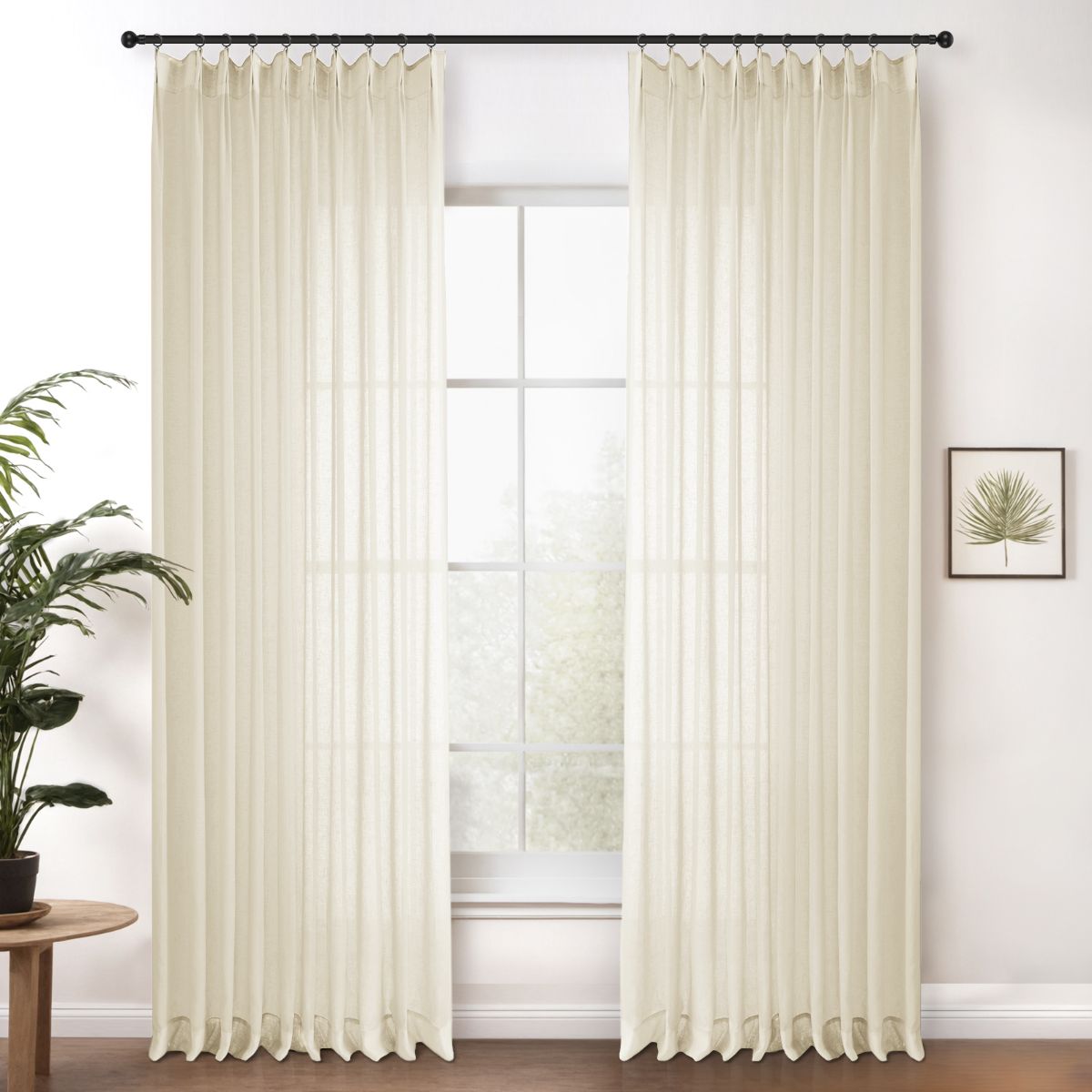 Natural Cloud Linen Sheer Curtains - Soft Breezy Pleated Drapes in Warm White | Custom Window Treatments for Living Room & Bedroom