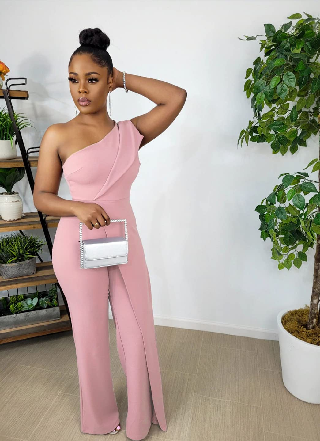 Sexy One Shoulder Wide Leg Jumpsuit for Women - Cut Out Design Romper Overall Outfit | Perfect for Summer Parties, Beach Vacations & Night Out