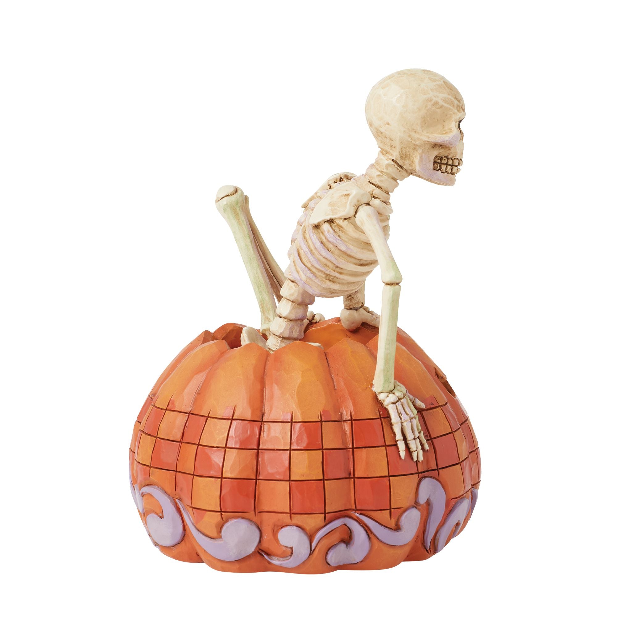 Halloween Skeleton Pop Out Pumpkin Figurine - Spooky Decoration for Home, Party & Outdoor Decor
