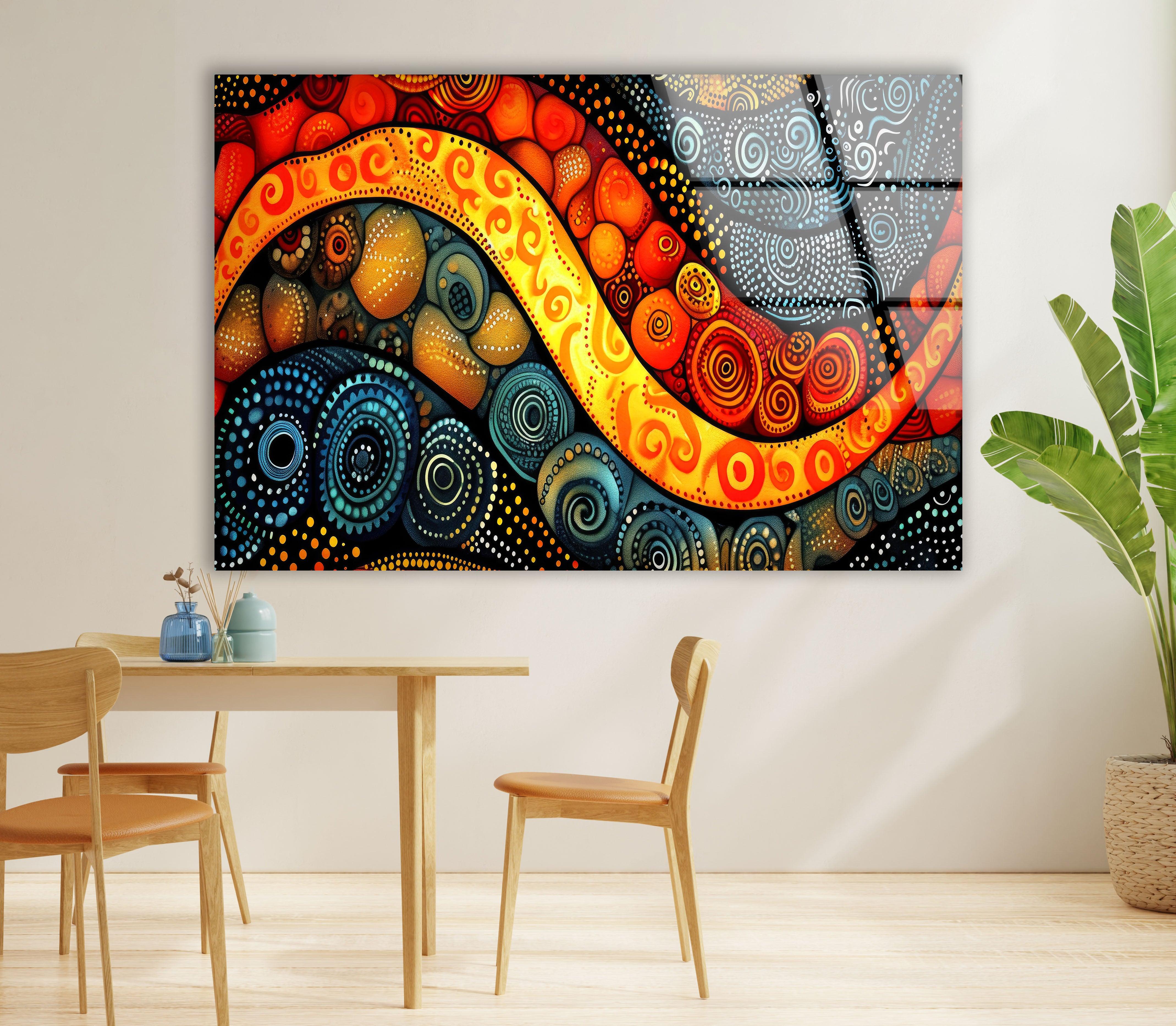 Vibrant Stained Glass Circle Wall Art - Handmade Decorative Mosaic for Living Room, Bedroom & Office Decor