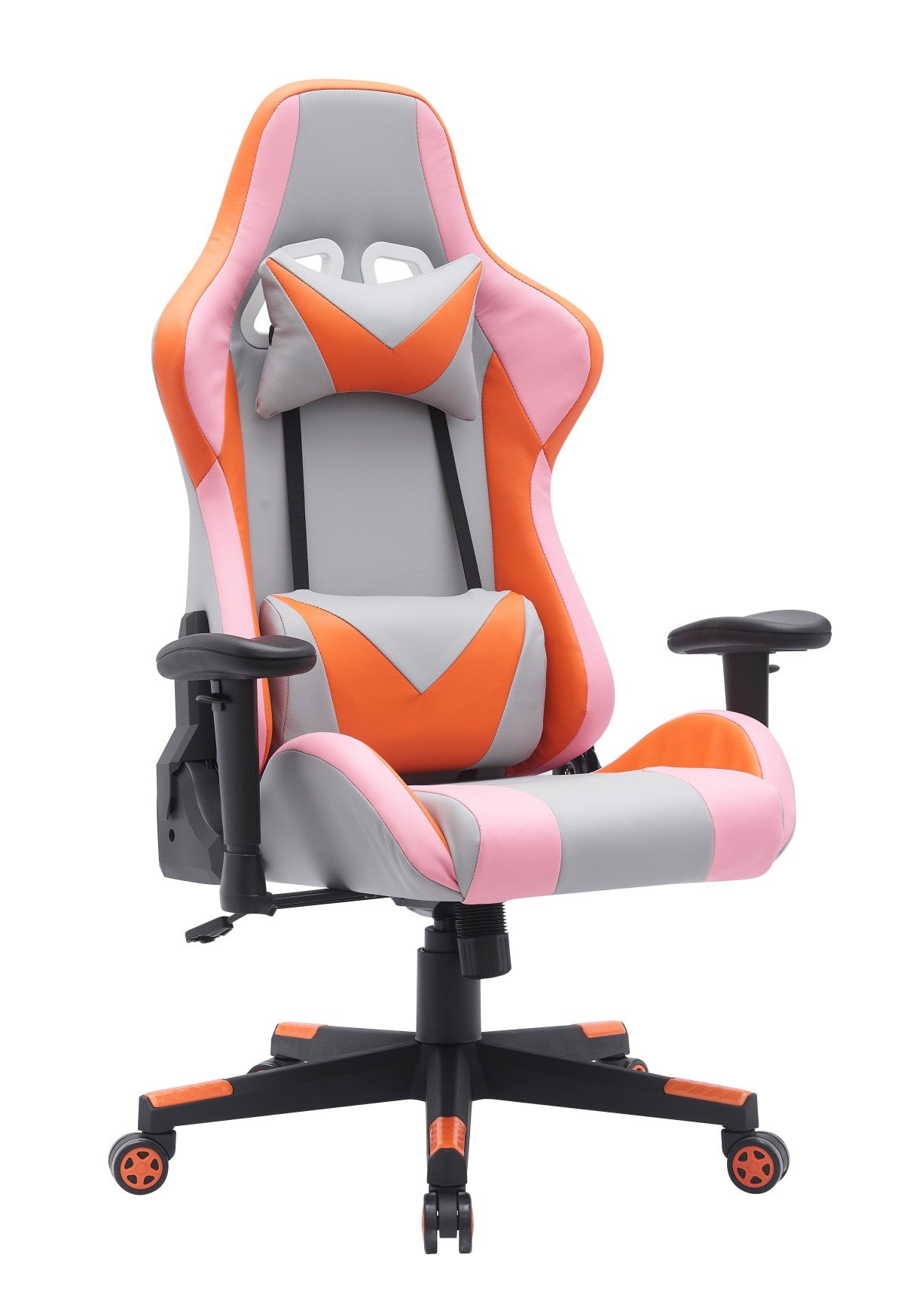 Premium Ergonomic Gaming Chair - Grey & Orange Racing Style with Lumbar Support - Perfect for PC, Console Gaming & Home Office Setup