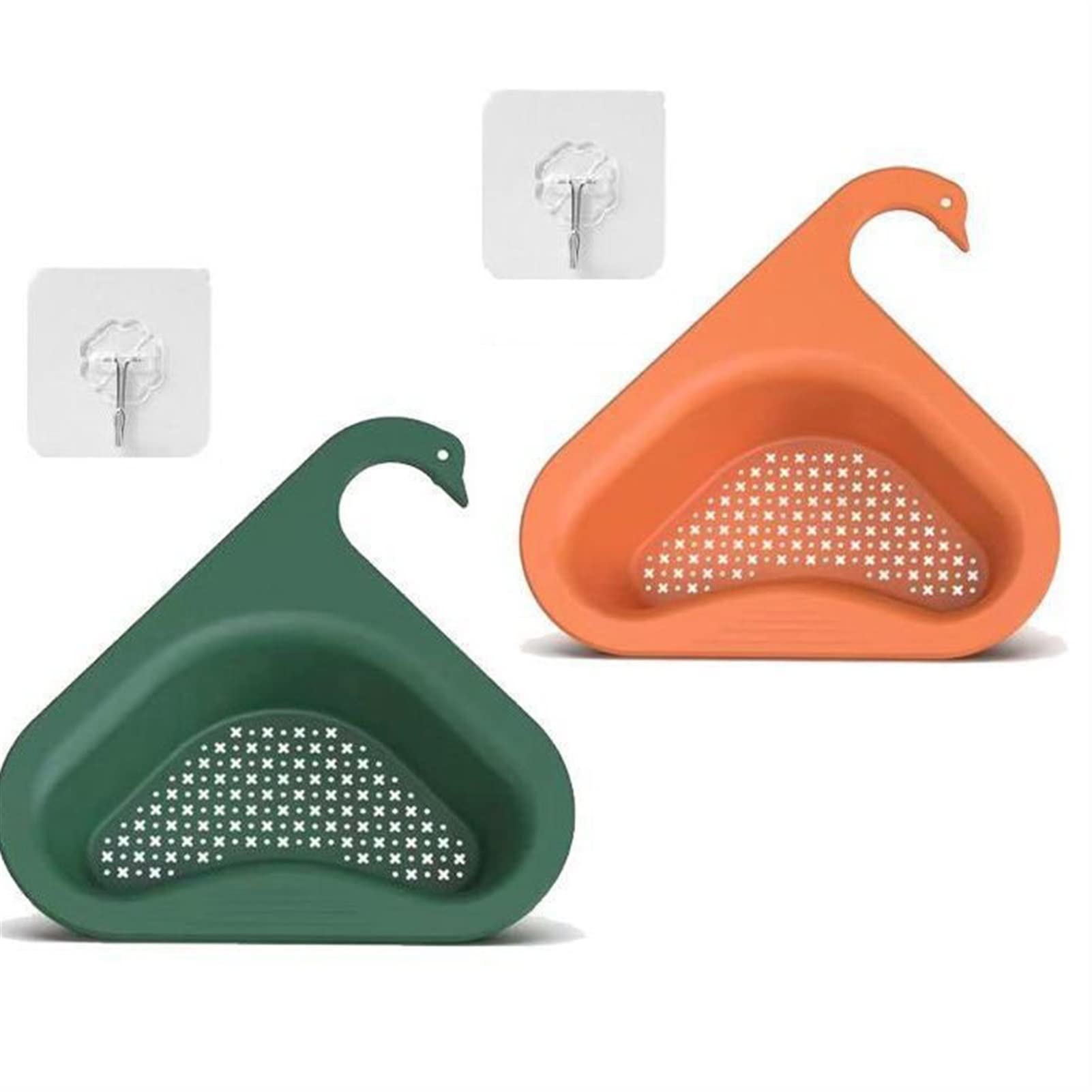 HOLPPO Swan-Shaped Hanging Drain Rack - Leftover Soup Strainer & Sink Filter Basket for Kitchen - Triangle Corner Sink Strainer Fits All Sinks - Perfect for Draining Pasta, Washing Vegetables & Organizing Kitchen Utensils