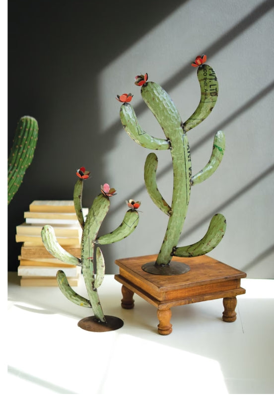 Eco-Friendly Recycled Iron Cactus Wall Art - Handmade Metal Home Decor for Living Room, Bedroom, or Office - Unique Southwestern & Boho Style Sculpture