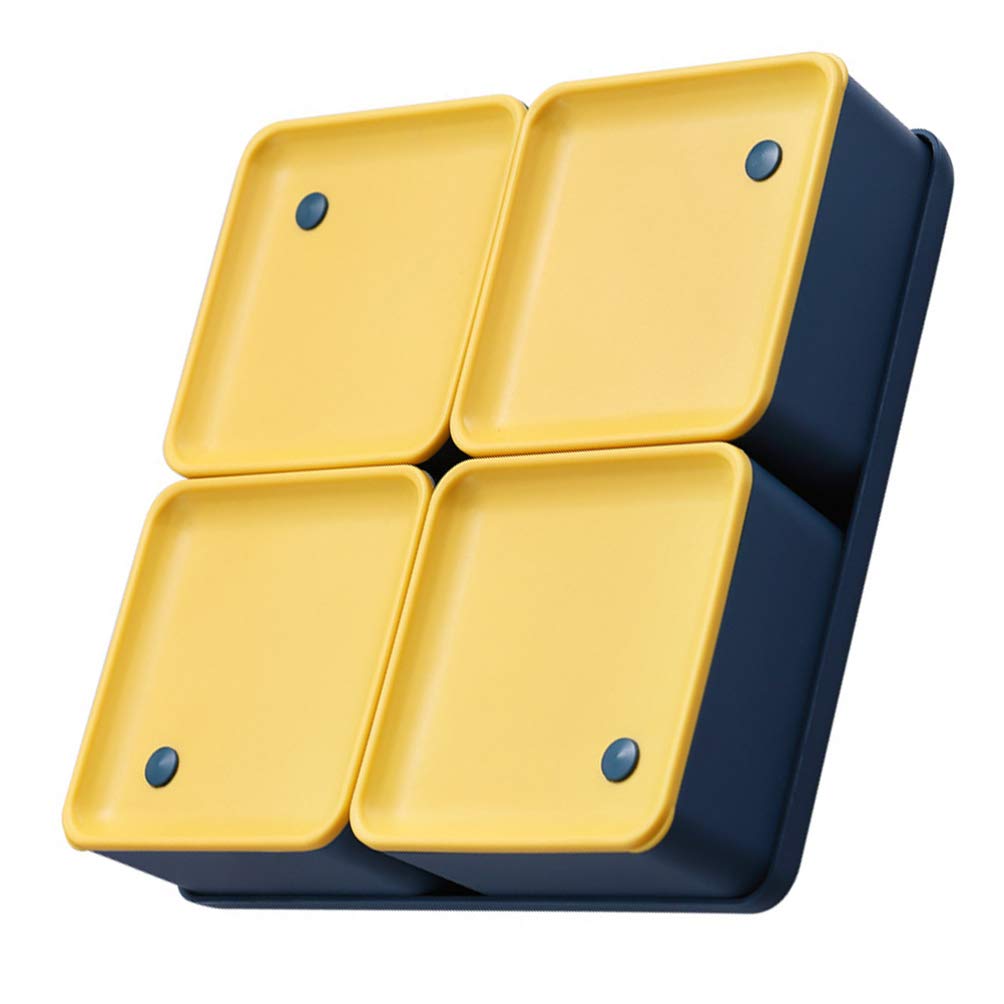 Yardwe Snack Storage Box with Lid - 4 Compartment Food Container for Nuts, Candy, Fruits & Dry Snacks | Portable Serving Tray for Parties, Picnics & Kitchen Organization (Yellow)