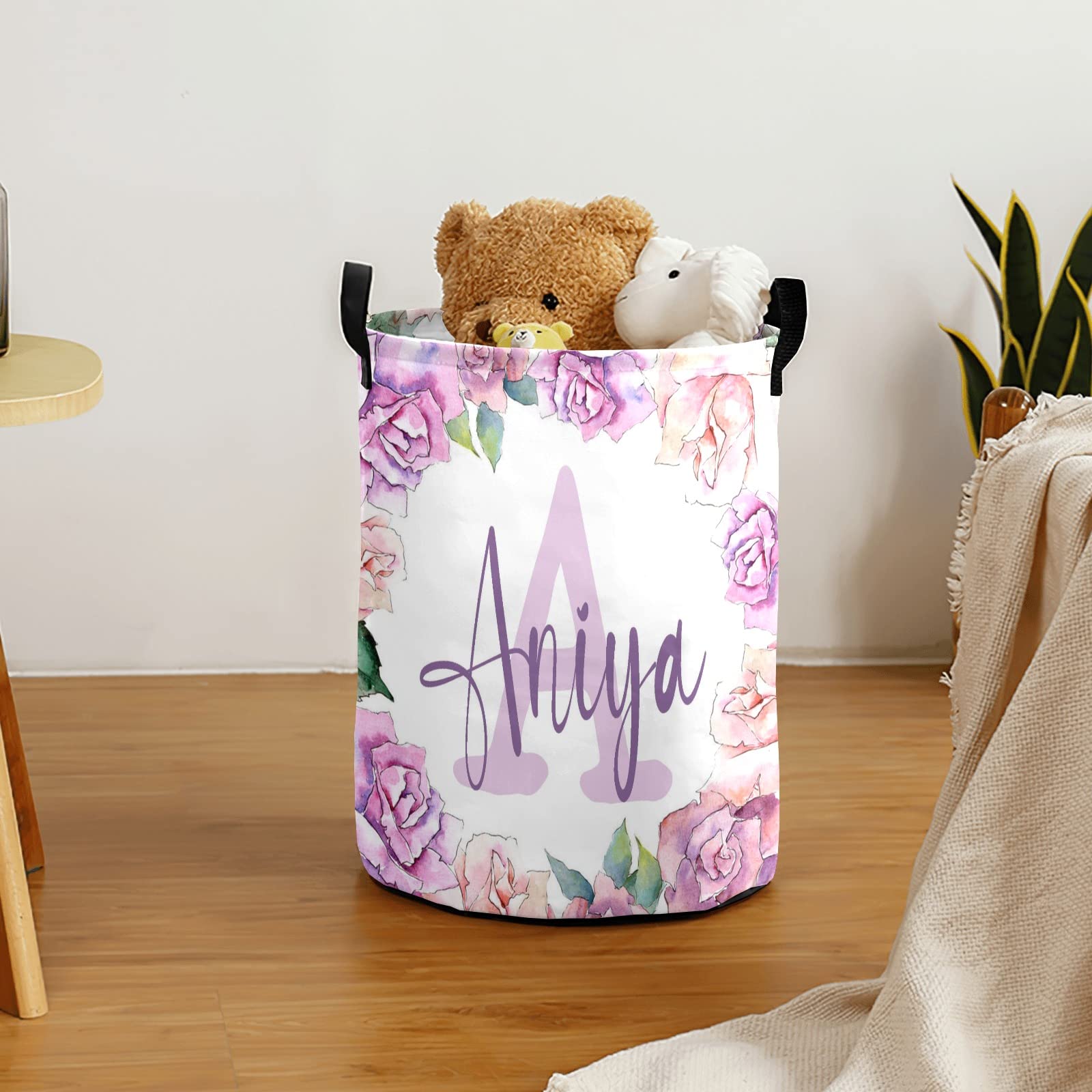 Custom Personalized Laundry Basket - Collapsible Clothes Hamper with Handle for Bathroom, Bedroom & Living Room Storage | Durable Flower Design (Style 03) - Perfect for Home Organization, College Dorm & Apartment Essentials