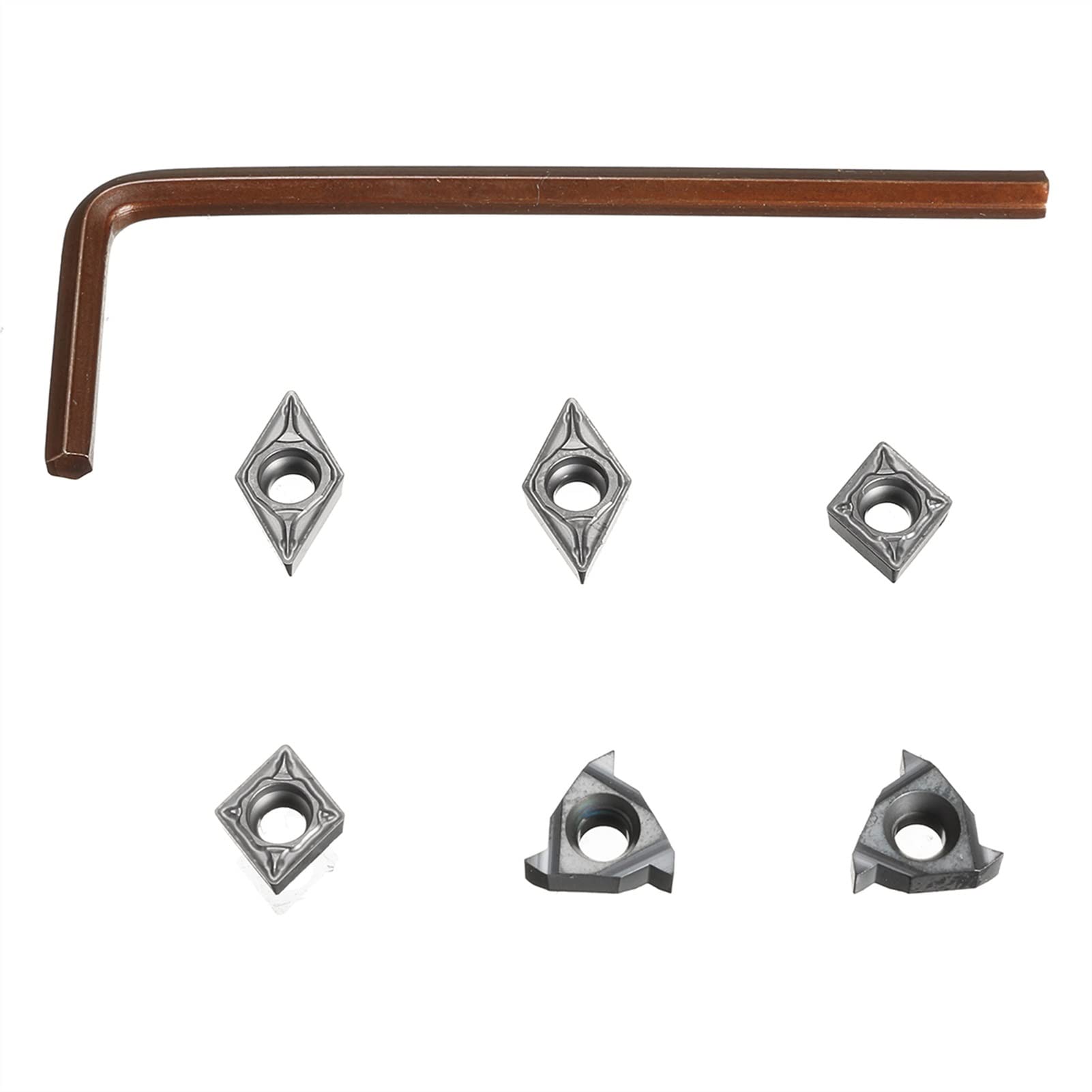 7Pcs 10mm Shank Lathe Turning Tool Boring Bar Holder Kit with DCMT/CCMT Carbide Inserts & Machine Wrench - SENMIAO-TH for Metalworking, Woodturning & DIY Projects