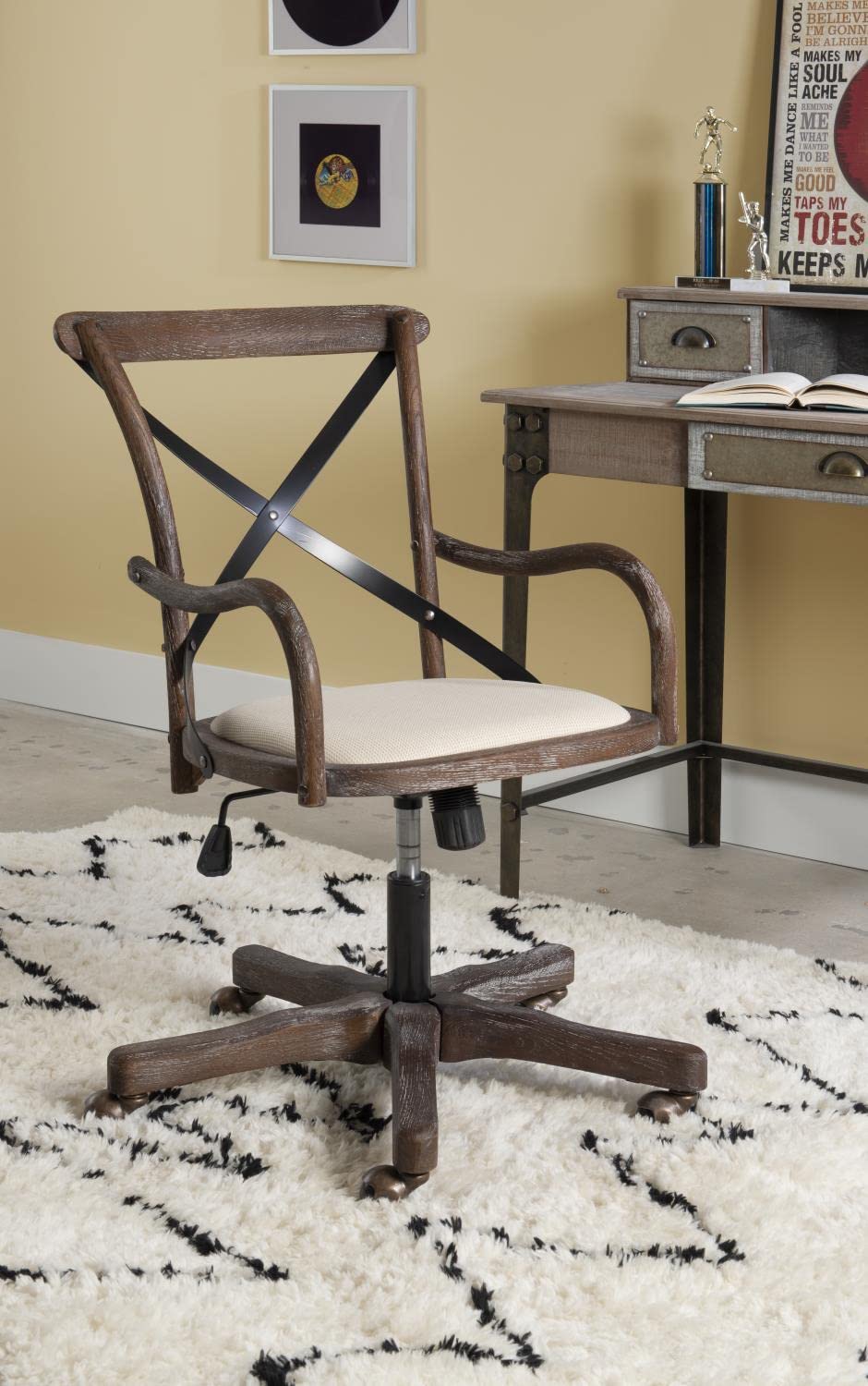 Linon Carson Cafe Office Chair - Ergonomic Gray Wash Fabric Desk Chair for Home & Office Use - Perfect for Work, Study, and Conference Rooms