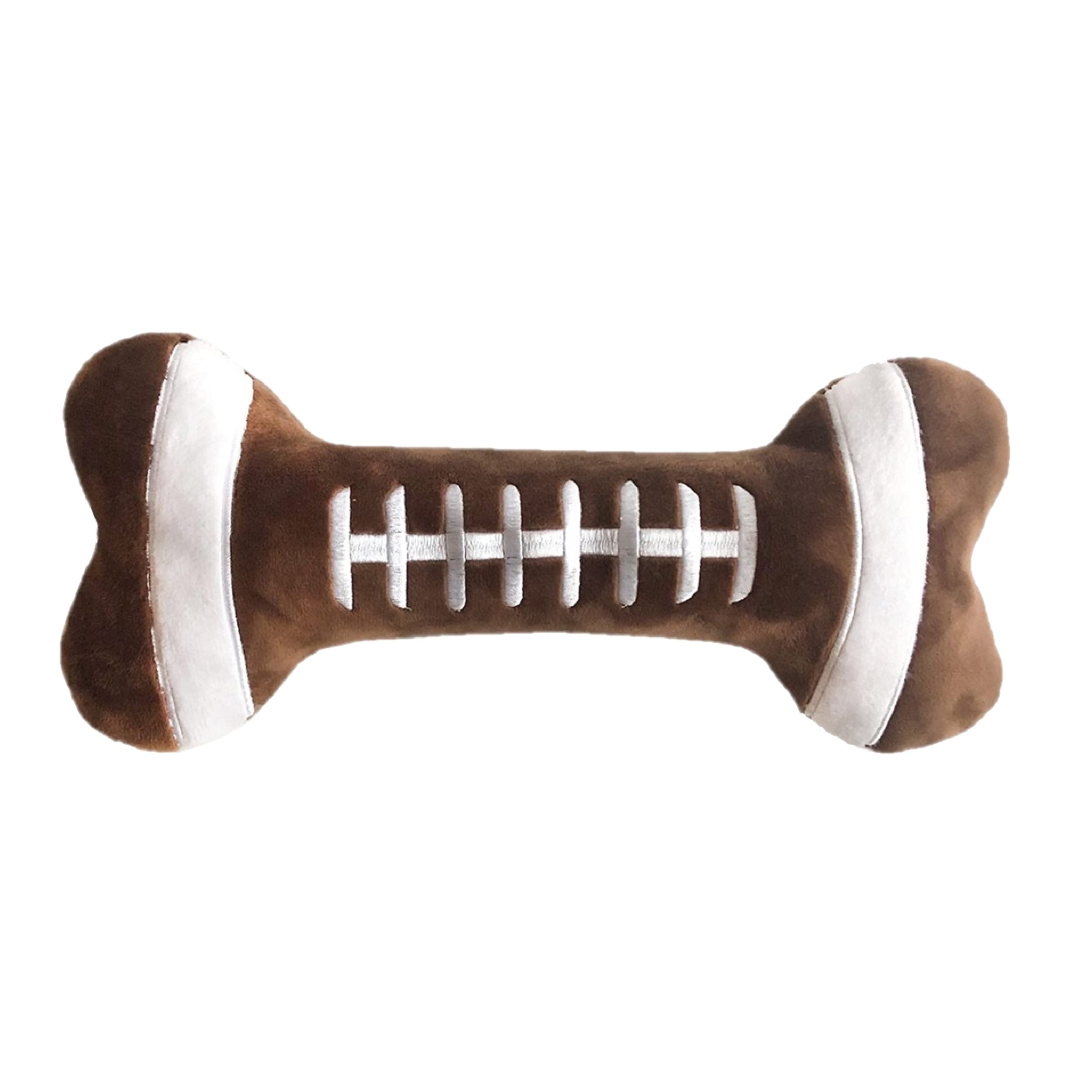 Huxley & Kent Large Football Bone Plush Dog Toy with Squeaker - Durable Chew Toy for Aggressive Chewers, Interactive Play & Training - Perfect for Fetch, Tug-of-War & Indoor/Outdoor Fun