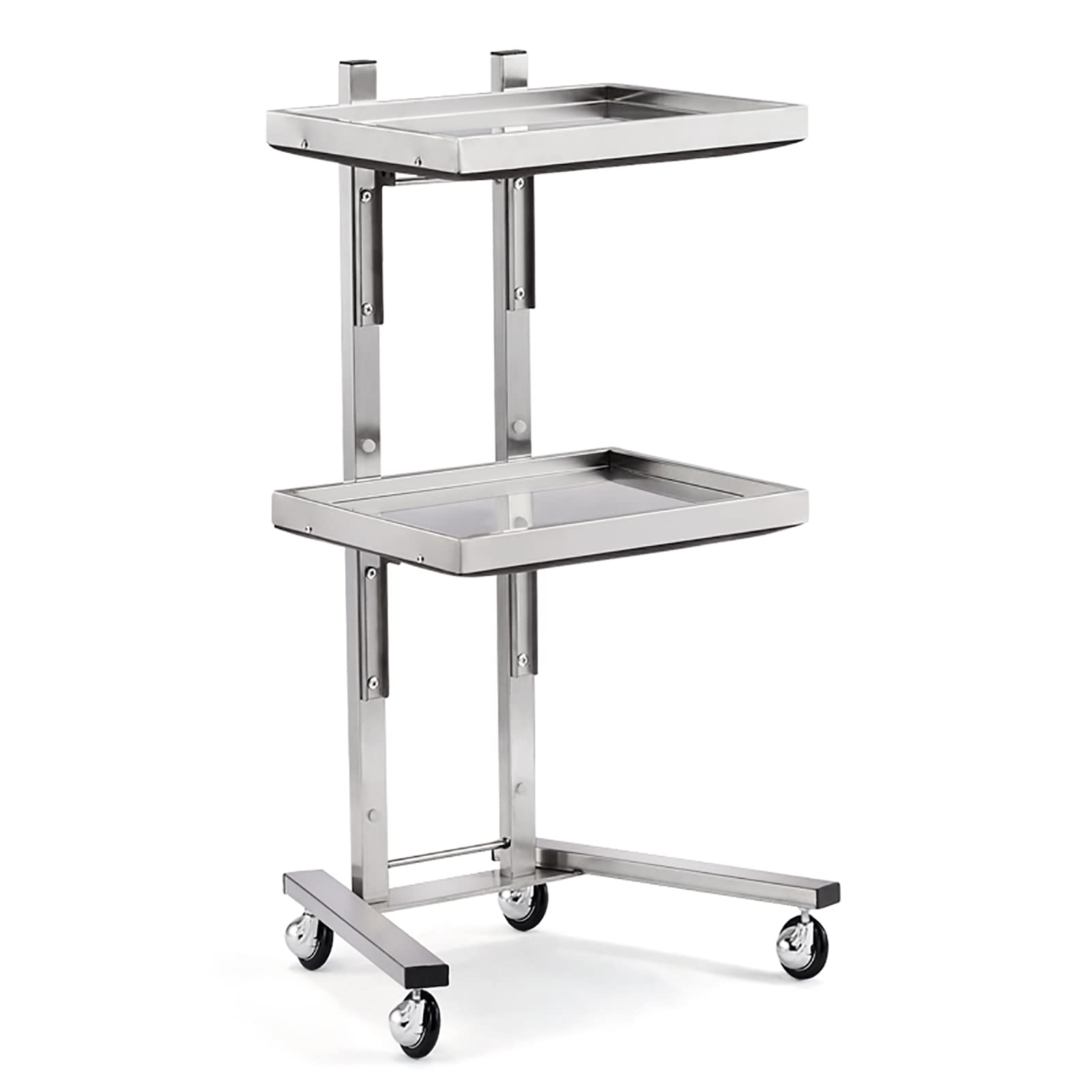 KTOL 2-Tier Rolling Cart - Stainless Steel Mobile Utility Cart with Wheels for Salon, Kitchen, Bedroom & Tattoo Shop - 34x12x16 Inches (86x30x40cm) Silver - Perfect for Organizing Beauty Supplies, Cooking Utensils & Home Storage