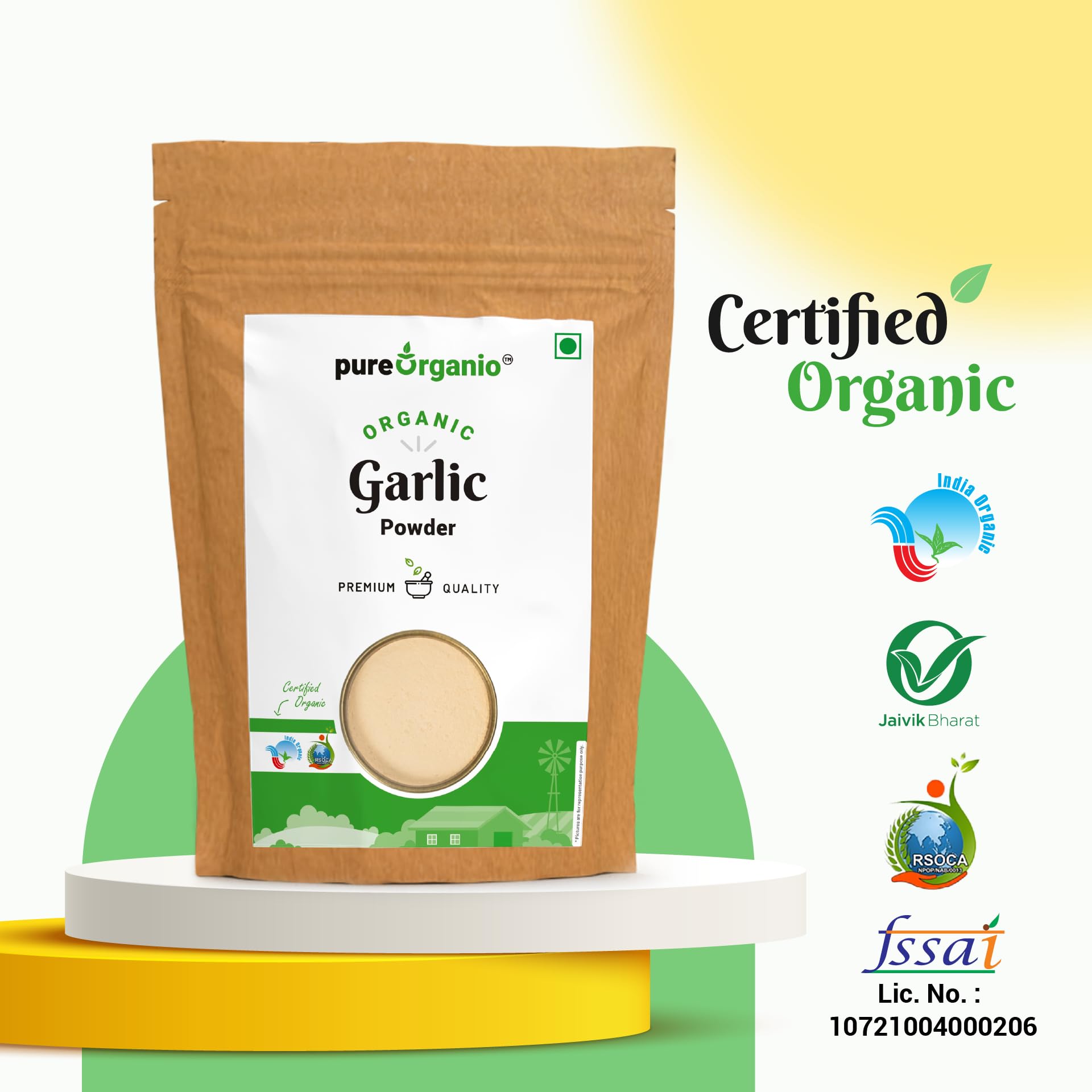 Organic Garlic Powder - NPOP Certified, Pure & Natural, 350g | Indian Origin | Perfect for Cooking, Seasoning & Health Benefits