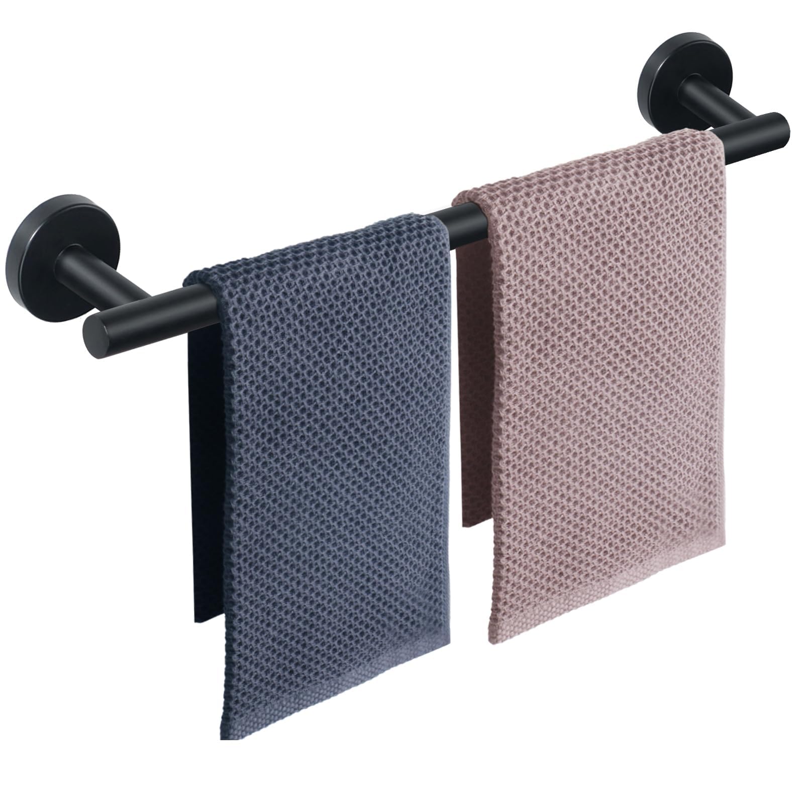 Premium Stainless Steel Towel Rack - 24 Inch Matte Black Wall Mounted Bathroom Towel Holder | Heavy Duty Shower Accessory for Spa, Hotel & Home Bathroom Organization (1 Pack)