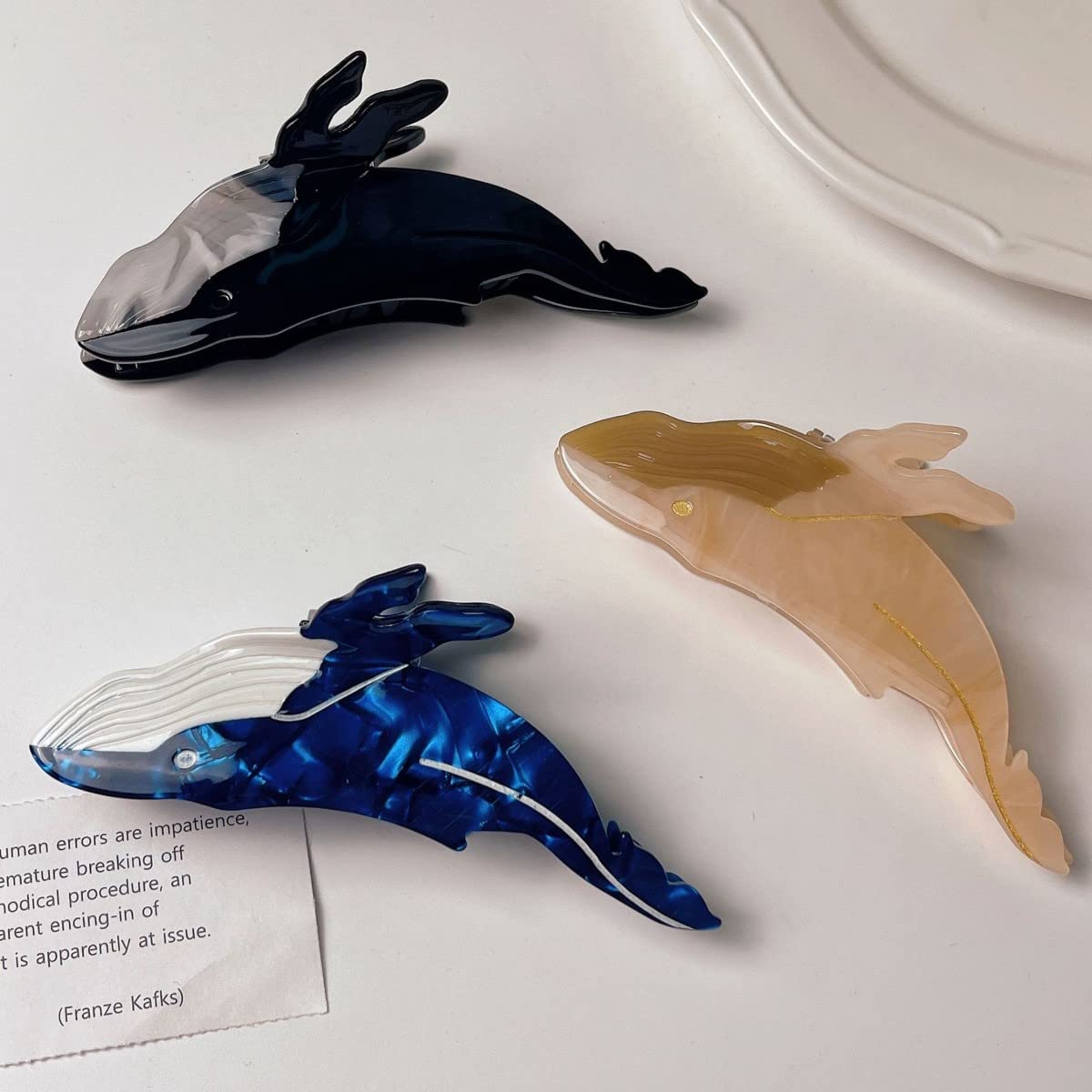 Whale Hair Clips for Women - Blue Acetate Small Claw Clips for Girls & Women - Perfect for Everyday Styling