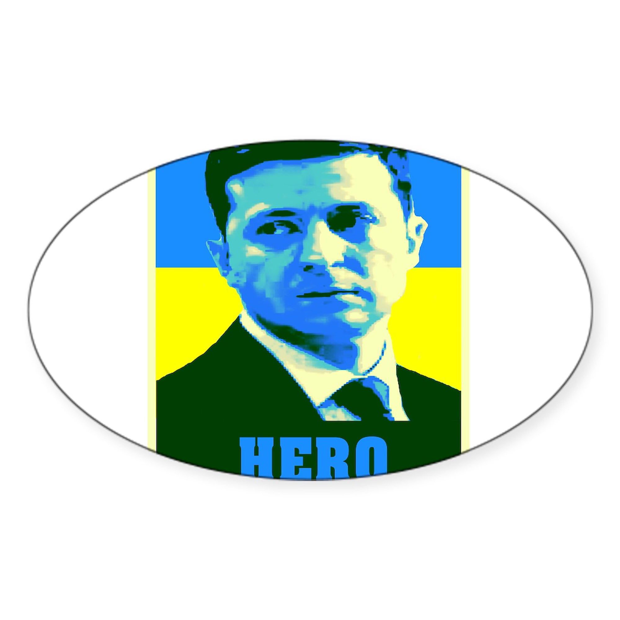 Ukrainian President Zelenskyy Ukraine Flag Oval Car Bumper Sticker - Patriotic Decal for Cars, Laptops & Windows | Show Support for Ukraine with Durable Vinyl Sticker