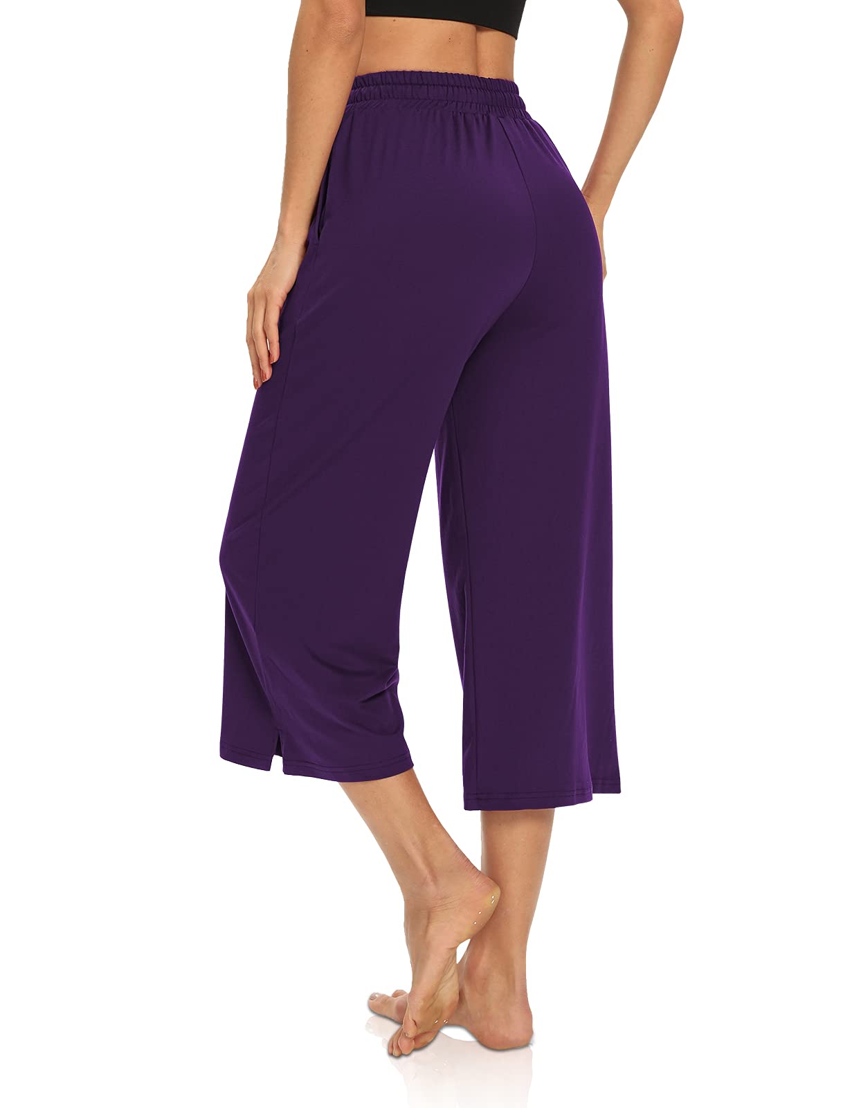 DIBAOLONG Women's Capri Pants - Loose Yoga Pants with Wide Leg, Drawstring Waist & Pockets - Comfy Lounge Pajama Sweatpants for Yoga, Workout, Travel & Home Relaxation
