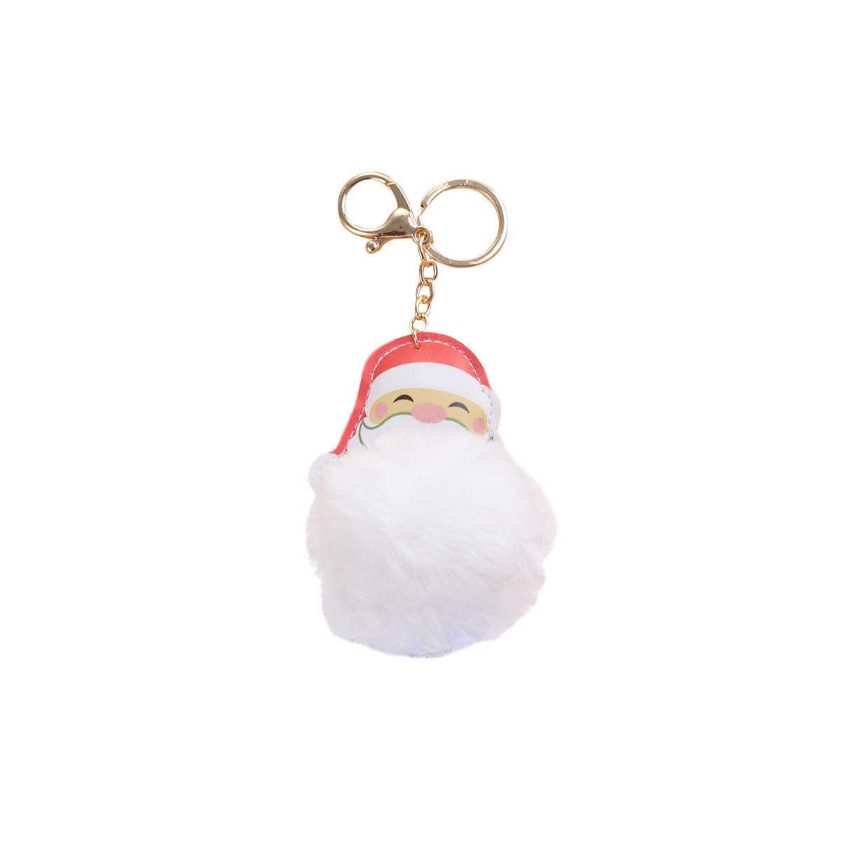 PRETYZOOM Santa Claus Keychain - Cute Pom Pom Key Ring with Bag Charm, Christmas Car Hanging Decor for Holiday Party Favors & Birthday Gifts (White) - Perfect for Christmas Tree Ornaments, Stocking Stuffers & Winter Home Decor