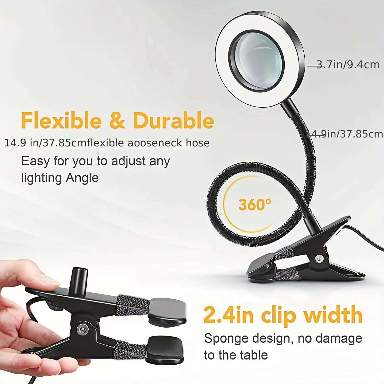 LED Magnifying Glass with Light - 12W Adjustable Gooseneck Desk Lamp, 3 Color Modes & Dimmable for Crafts, Reading, Jewelry Making - Perfect for Hobbyists, Professionals & Elderly Use