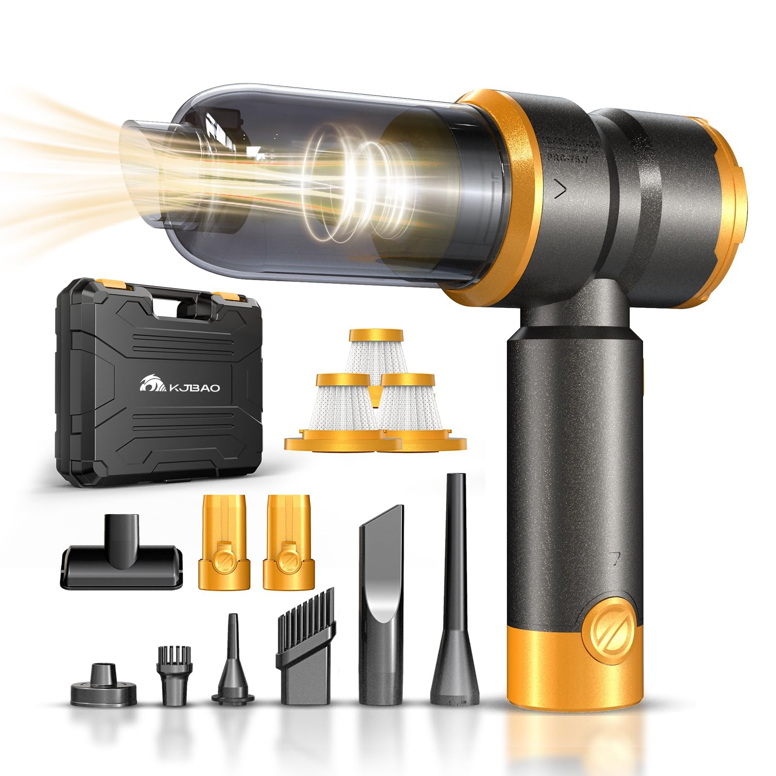 4-in-1 Cordless Car Vacuum Cleaner with 15000PA Powerful Suction - 120W Brushless Motor, 30 Min Runtime - Portable Mini Vacuum for Cars, Home & Pet Hair Removal - Ideal for Car Detailing, Upholstery Cleaning & Pet Owners