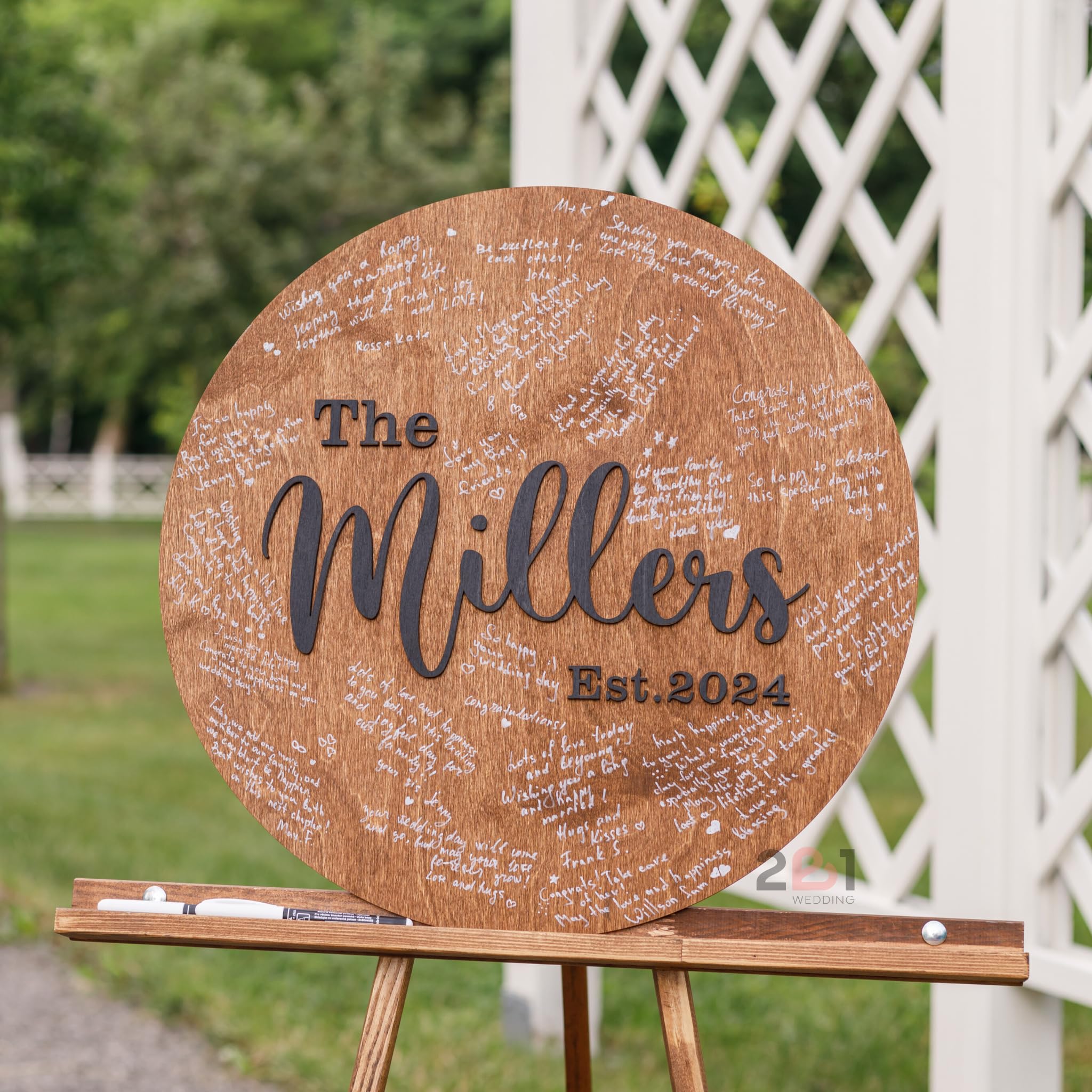 Personalized Wood Circle Wedding Guest Book Alternative - Rustic Wedding Sign for Reception & Ceremony Decor - Unique Bridal Shower Guest Book Sign (Perfect for Outdoor Weddings & Rustic-Themed Events)