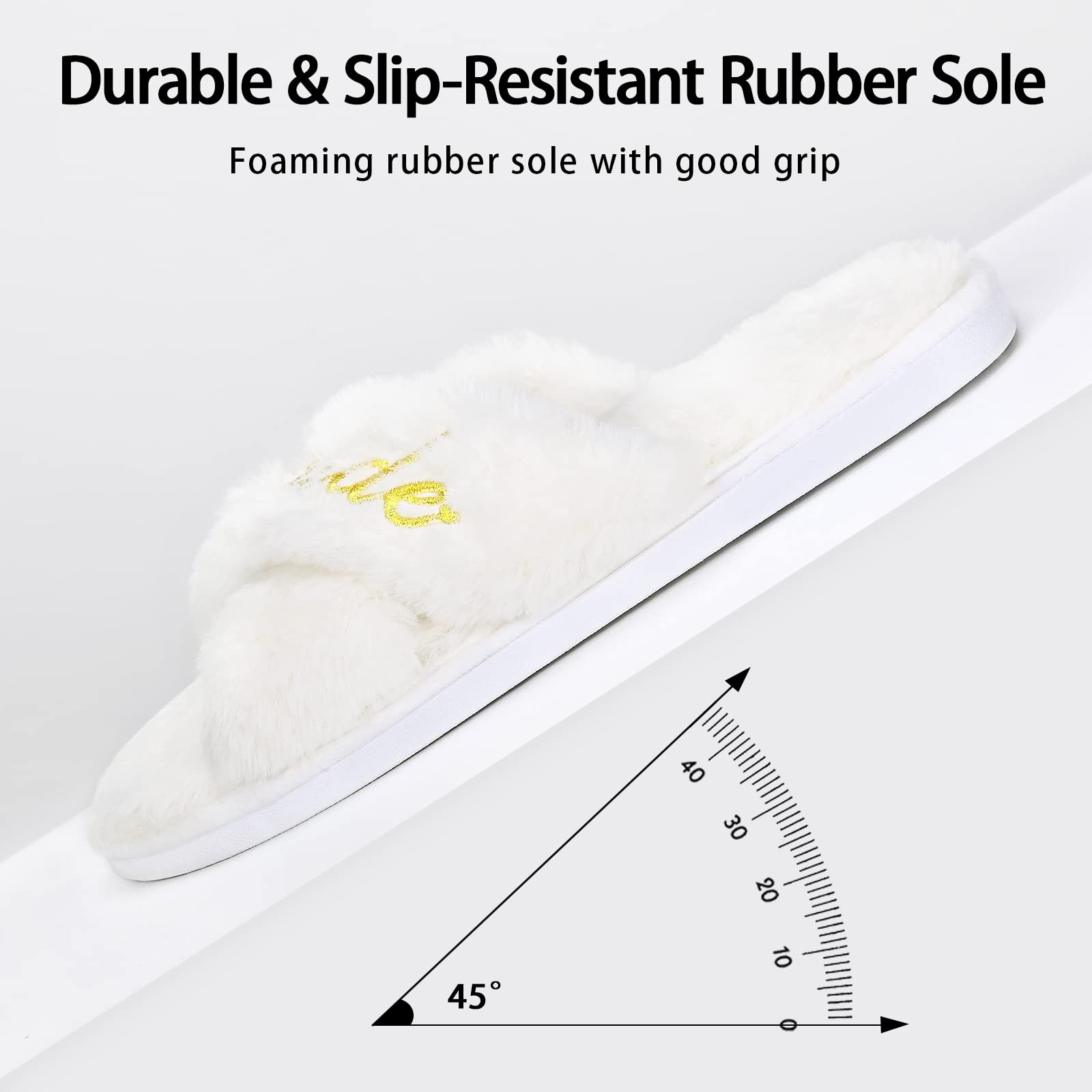 Bridal Slippers for Women - Comfortable White Wedding Slippers for Bride & Bridesmaids | Perfect for Wedding Day, Reception & Getting Ready Moments