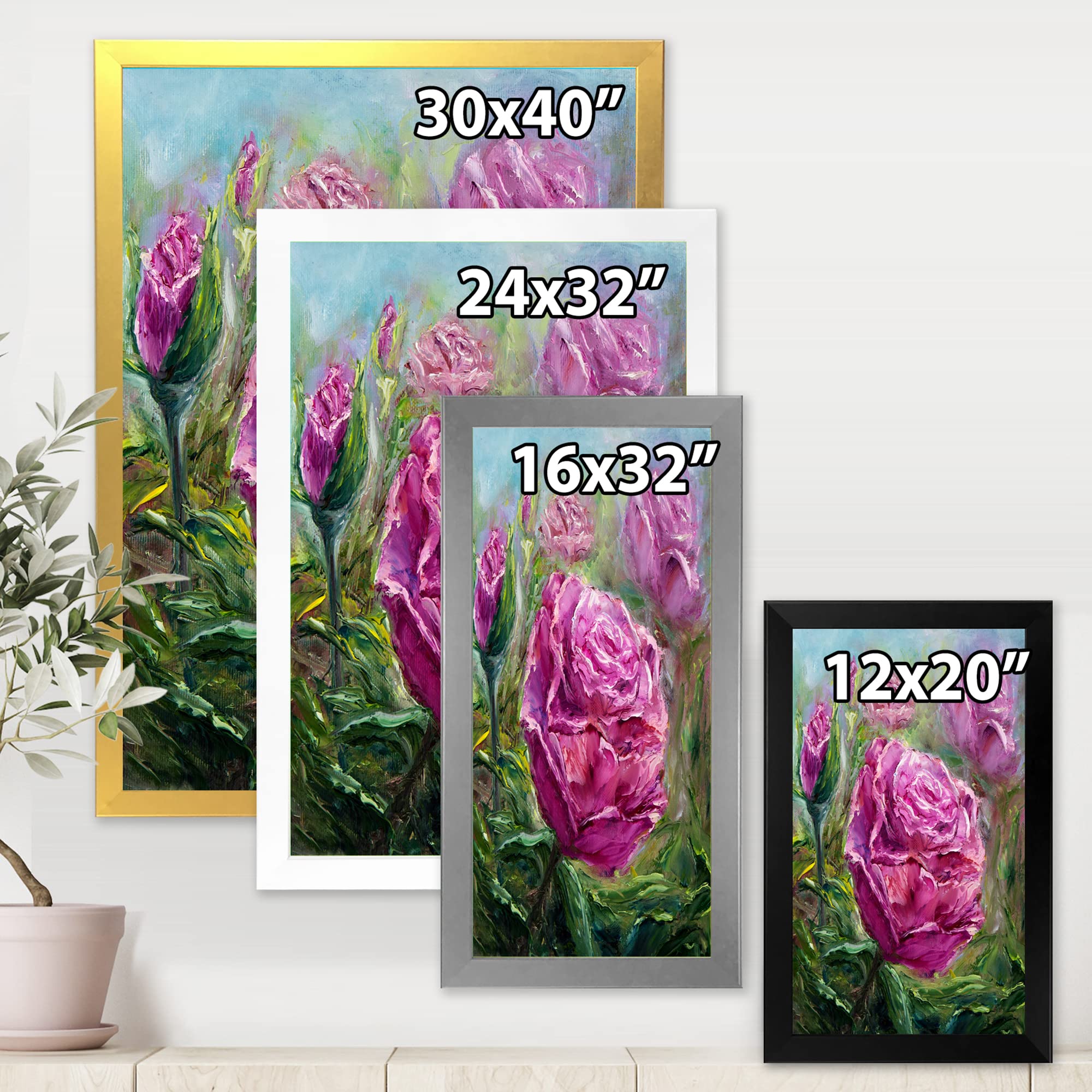 Pink Peonies Floral Framed Wall Art - Elegant Home Decor for Living Room, Bedroom & Office