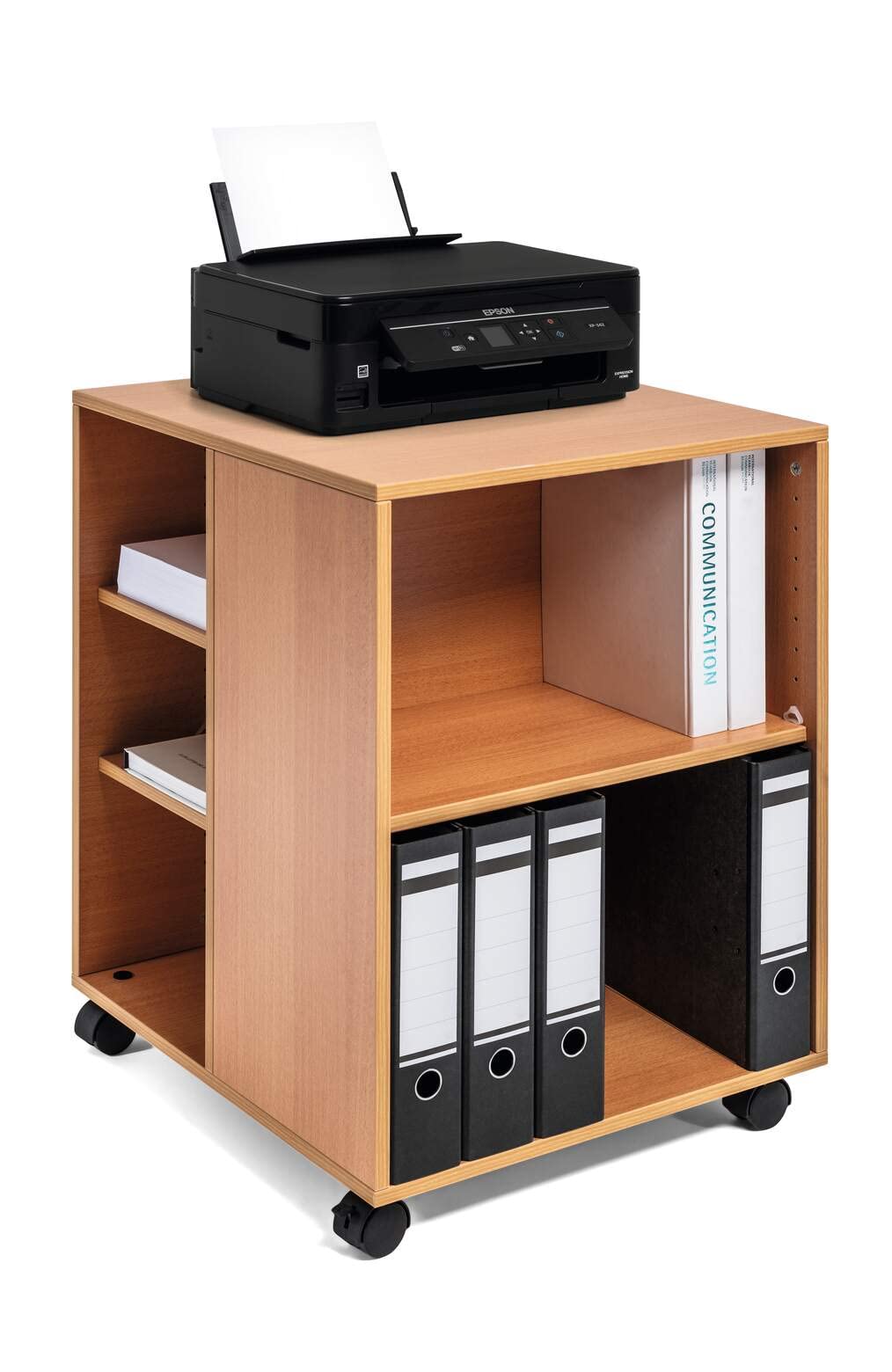 Durable 3-Tier Rolling Utility Cart - Multi-Functional Mobile Storage Organizer for Office Supplies, Books & Home Organization | Beechwood Finish | Perfect for Office, Classroom & Bedroom Storage Solutions