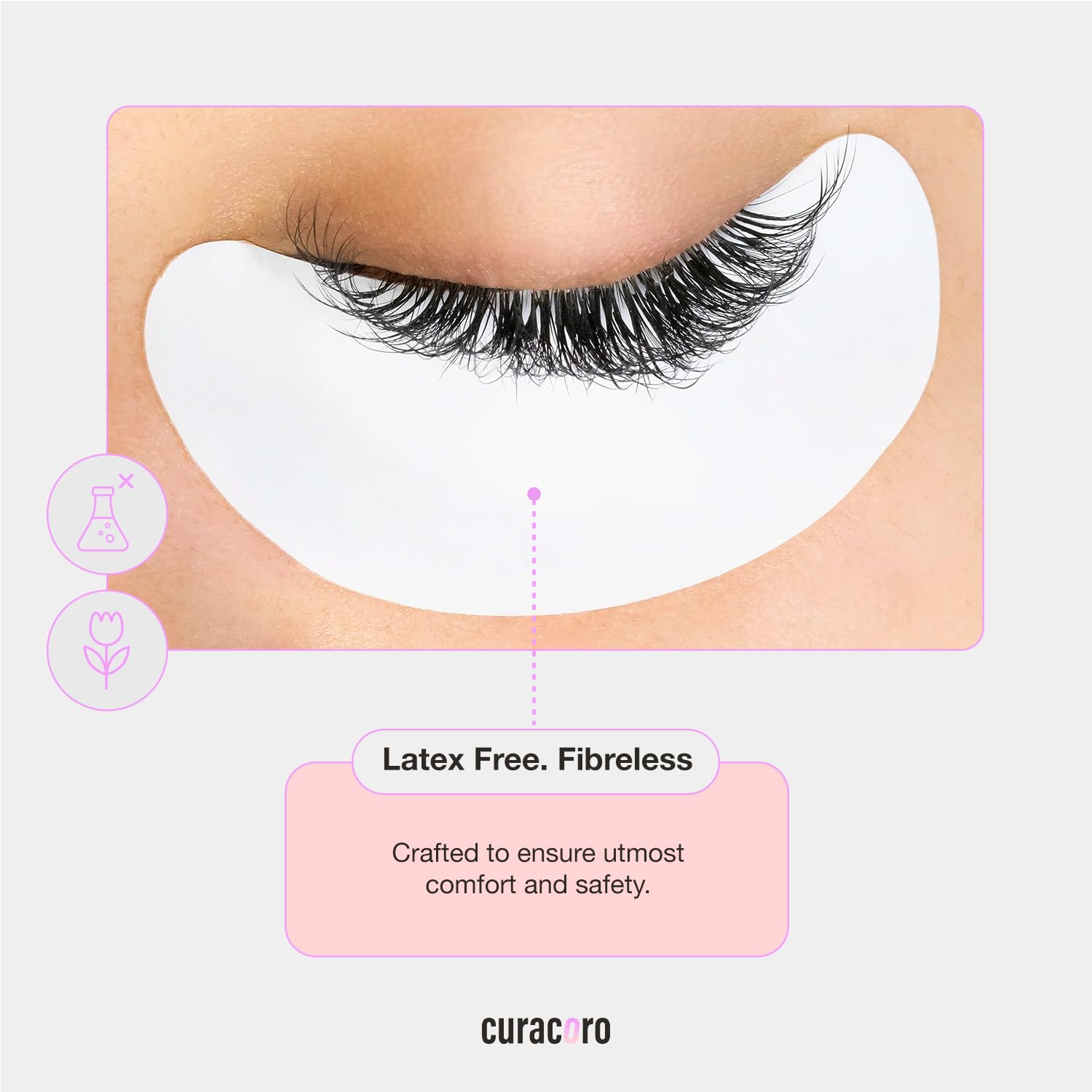Curacoro Biogel Eye Pads for Eyelash Extensions | Soft Sticky Under Eye Pads for Sensitive Skin | Eyelash Extension Supplies & Remover for Lash Perm, Lamination (10 Pairs) | Perfect for Salon Professionals & At-Home Lash Care