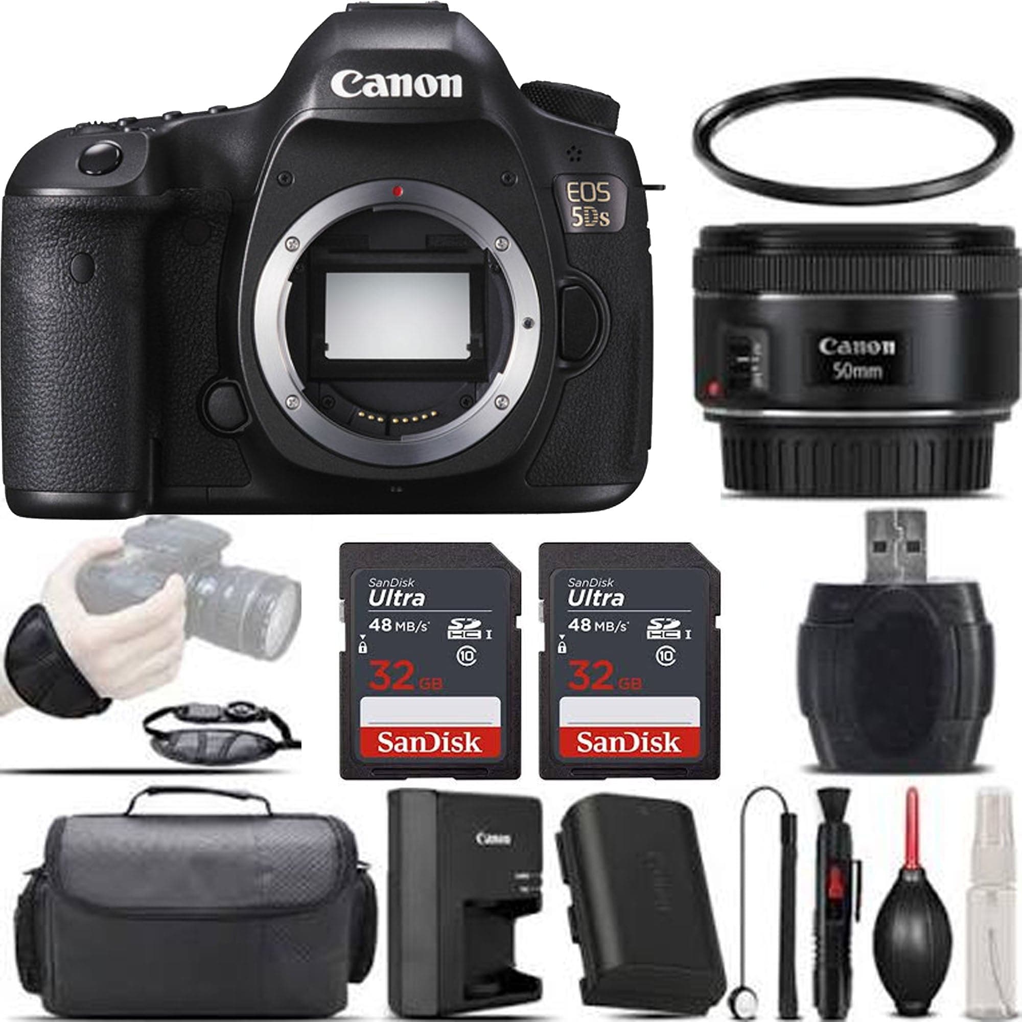 Canon EOS 5DS DSLR Full Frame 50.6MP Digital Camera with EF 50mm F/1.8 STM Lens & 64GB SD Card Bundle - Perfect for Professional Photography, Portraits, and Studio Work
