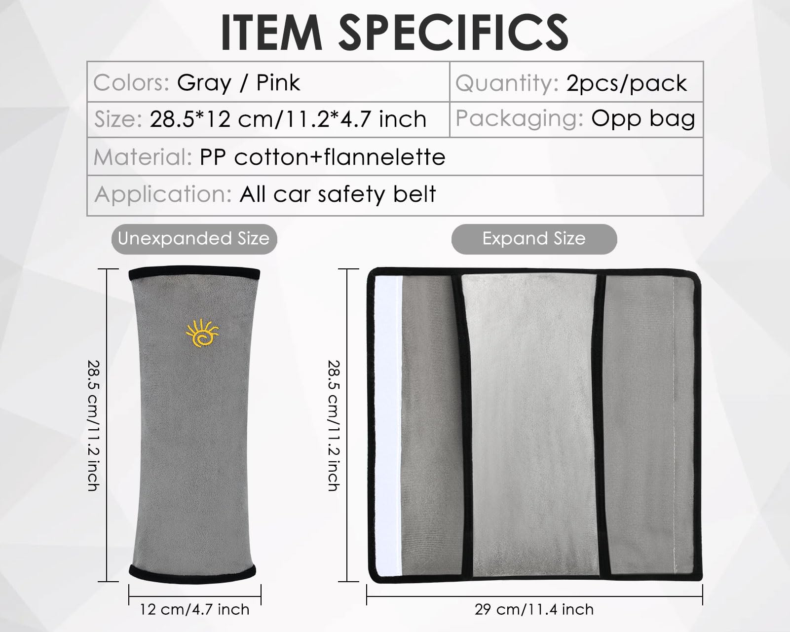 DS. DISTINCTIVE STYLE Kids Seat Belt Cover Pad - 2 Pack Soft Car Seat Strap Cushion with Neck Support - Comfortable & Safe for Long Car Rides (Grey) - Perfect for Road Trips, School Commutes & Family Travel