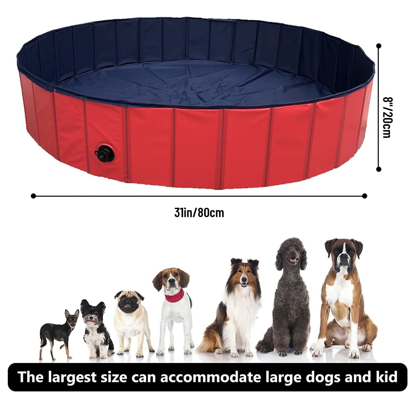 Foldable Dog Pool - Portable Collapsible Pet Swimming Pool for Dogs, Cats & Kids | Anti-Slip PVC Puppy Bath Tub for Backyard, Beach & Outdoor Play | Perfect for Bathing, Cooling & Summer Fun