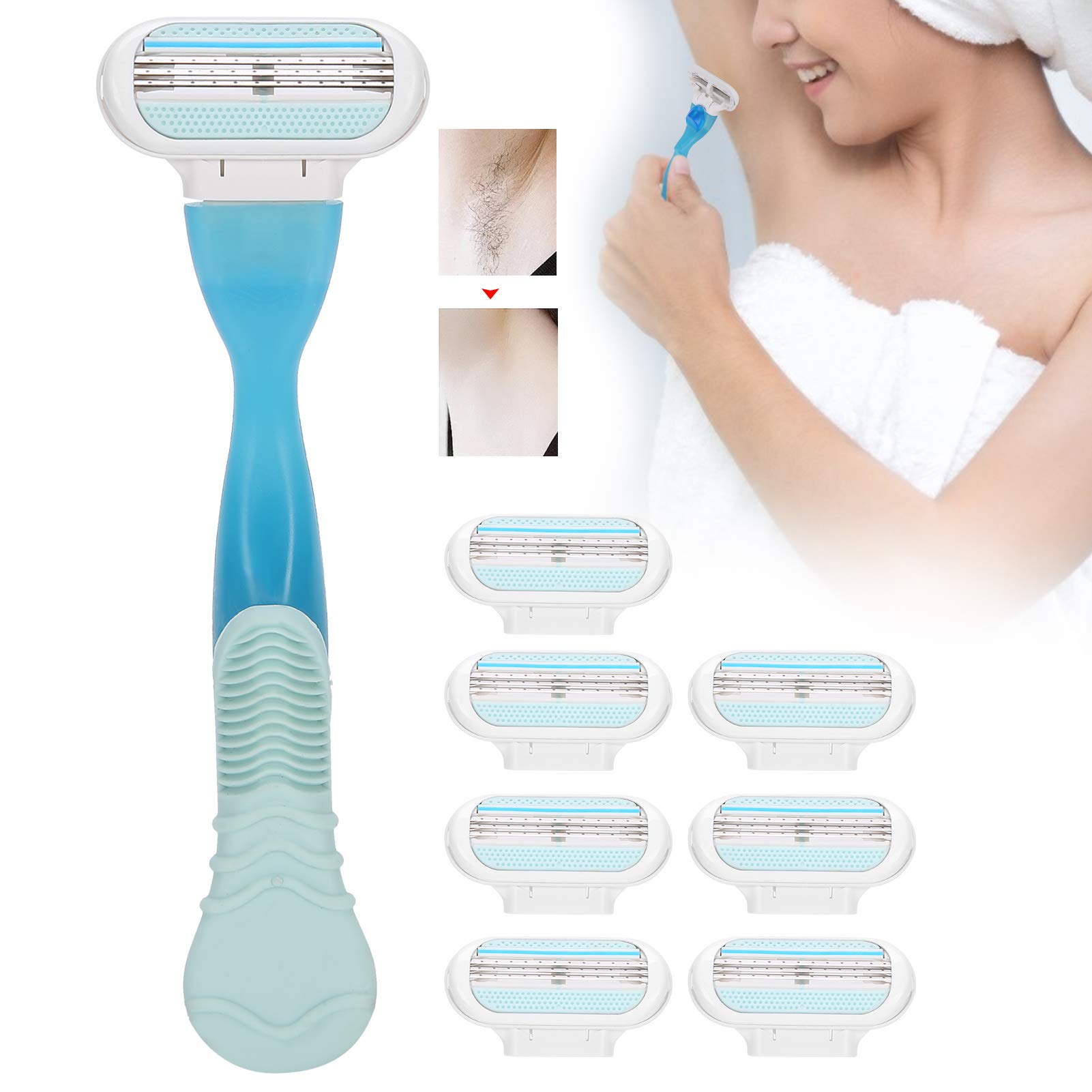 Ergonomic Women's Razor with Replacement Head - ABS Body Hair Shaver for Smooth Skin - Perfect for Bikini Line, Legs & Underarms Shaving at Home or Travel