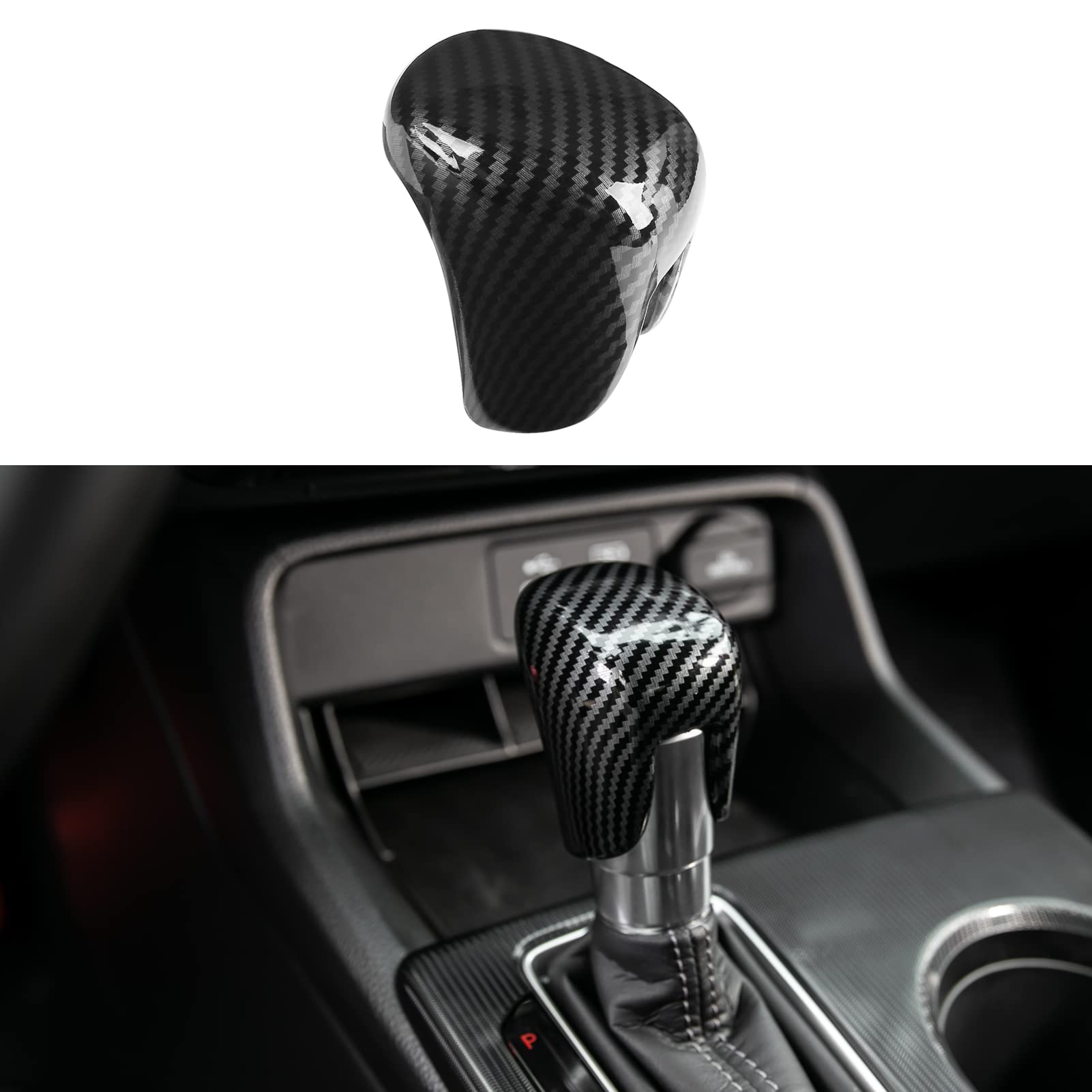 Honda Civic CRV HRV Accord Gear Shift Knob Cover - Carbon Fiber Console Trim Cap Compatible with 2018-2025 Models | Car Interior Accessories for Enhanced Driving Comfort & Style