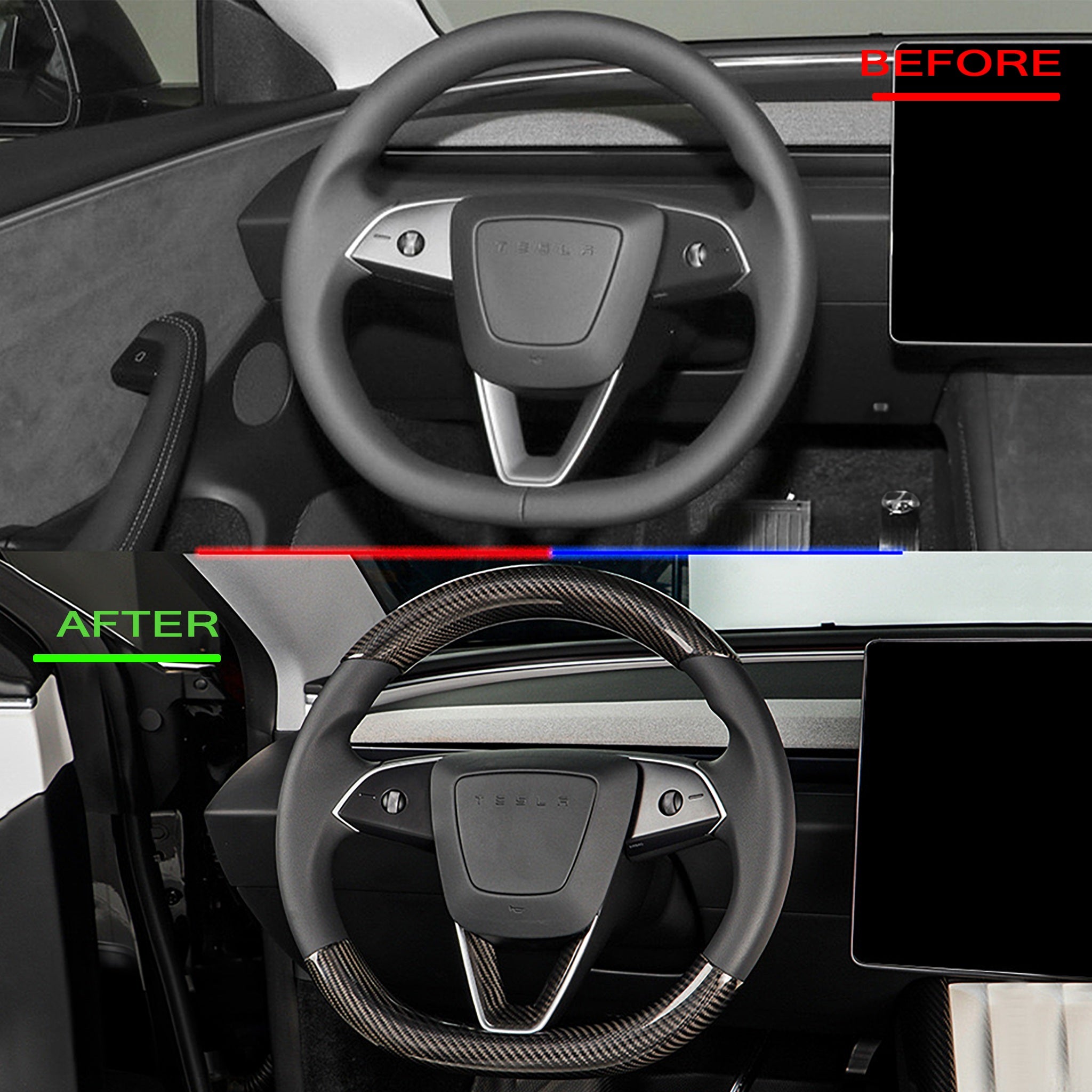 Premium Real Carbon Fiber Steering Wheel Cover for 2024 Tesla Model 3 Highland & 2025 Model Y Juniper - Upgrade Interior with Lightweight Carbon Fiber Trim (Perfect for Car Enthusiasts & Luxury Vehicle Customization)