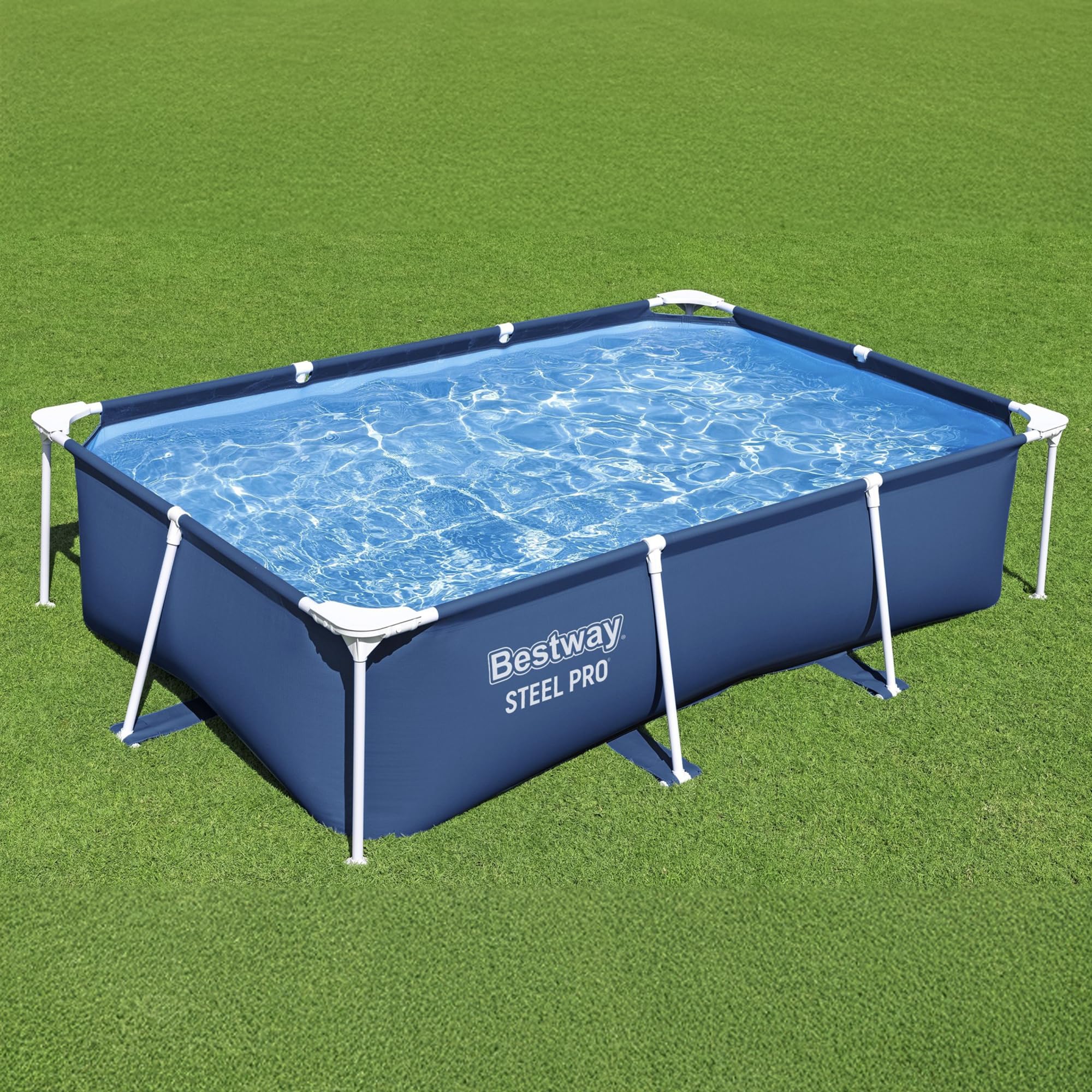 Bestway Steel Pro 8.5ft x 67in x 24in Rectangular Above Ground Swimming Pool with Steel Frame | Outdoor Backyard Pool for Adults & Kids | Durable Blue Design (Pool Only) - Perfect for Summer Parties, Family Fun & Backyard Relaxation