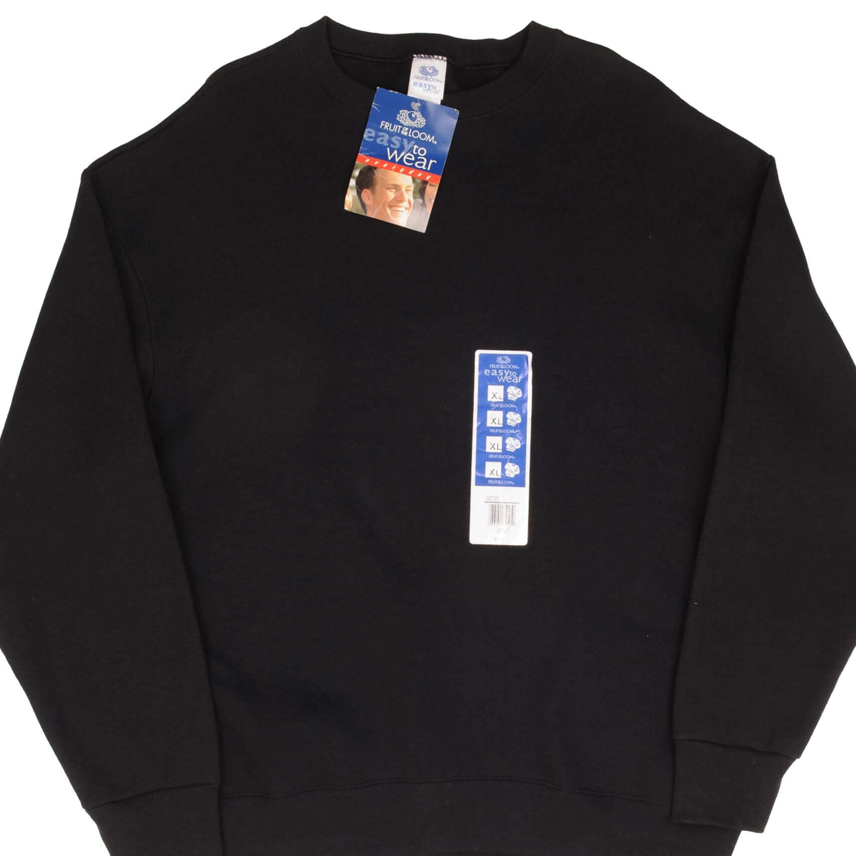 Vintage Fruit of the Loom Black Crewneck Sweatshirt 1999 Size XL Deadstock - Classic Retro Style for Men & Women - Perfect for Casual Wear, Street Fashion and Vintage Collections